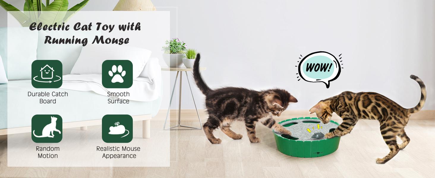 Pawaboo Interactive Whack-A-Mole Cat Toy with Running Mouse - Engaging Hide & Seek Fun for Your Feline Friend
