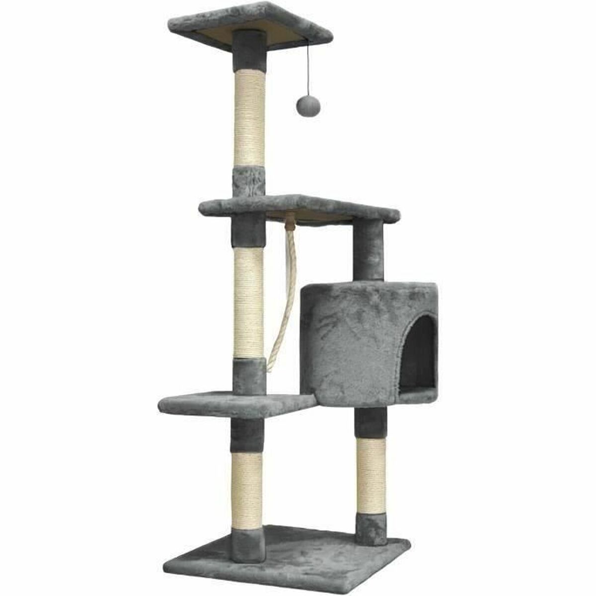 Scratching Post for Cats Paloma Dark Grey 45 x 17 x 45 cm Polyester Plush Wood (1 Unit)