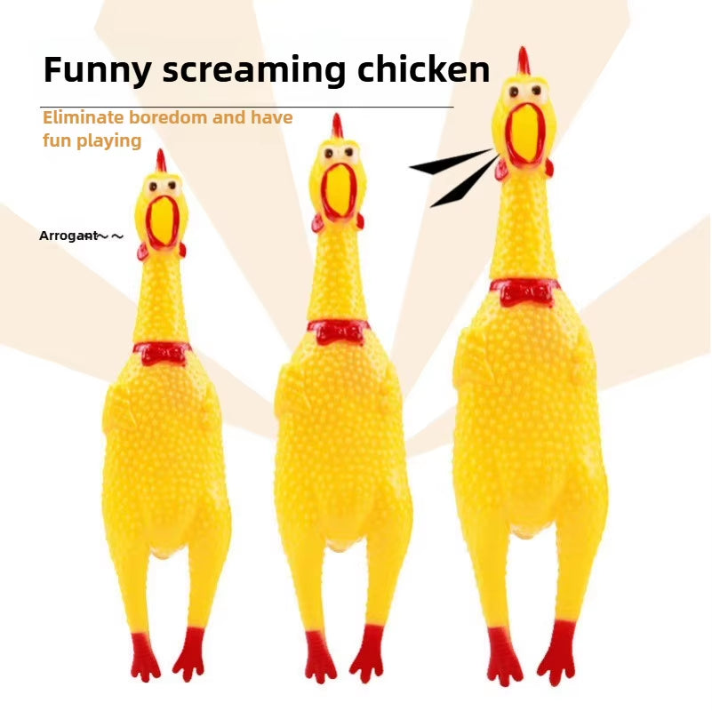 Squeaky Screaming Chicken Pet Toy Funny Molar Chew Rubber Toy Small Large Dogpet Squeaker Chew Toys Funny Chicken Puppy1Pcs