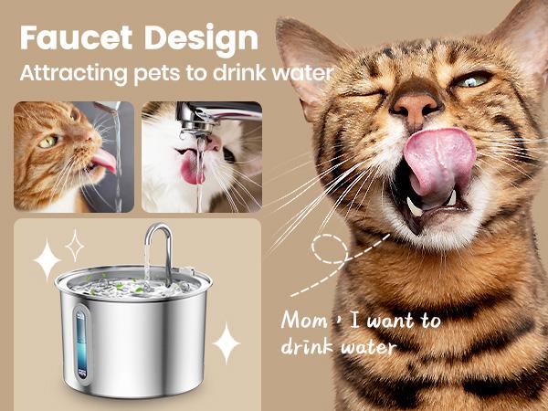 Elevate Your Cat's Hydration with the Oneisall 2L Stainless Steel Water Fountain - Includes 3 Replacement Filters and LED Visual Water Level