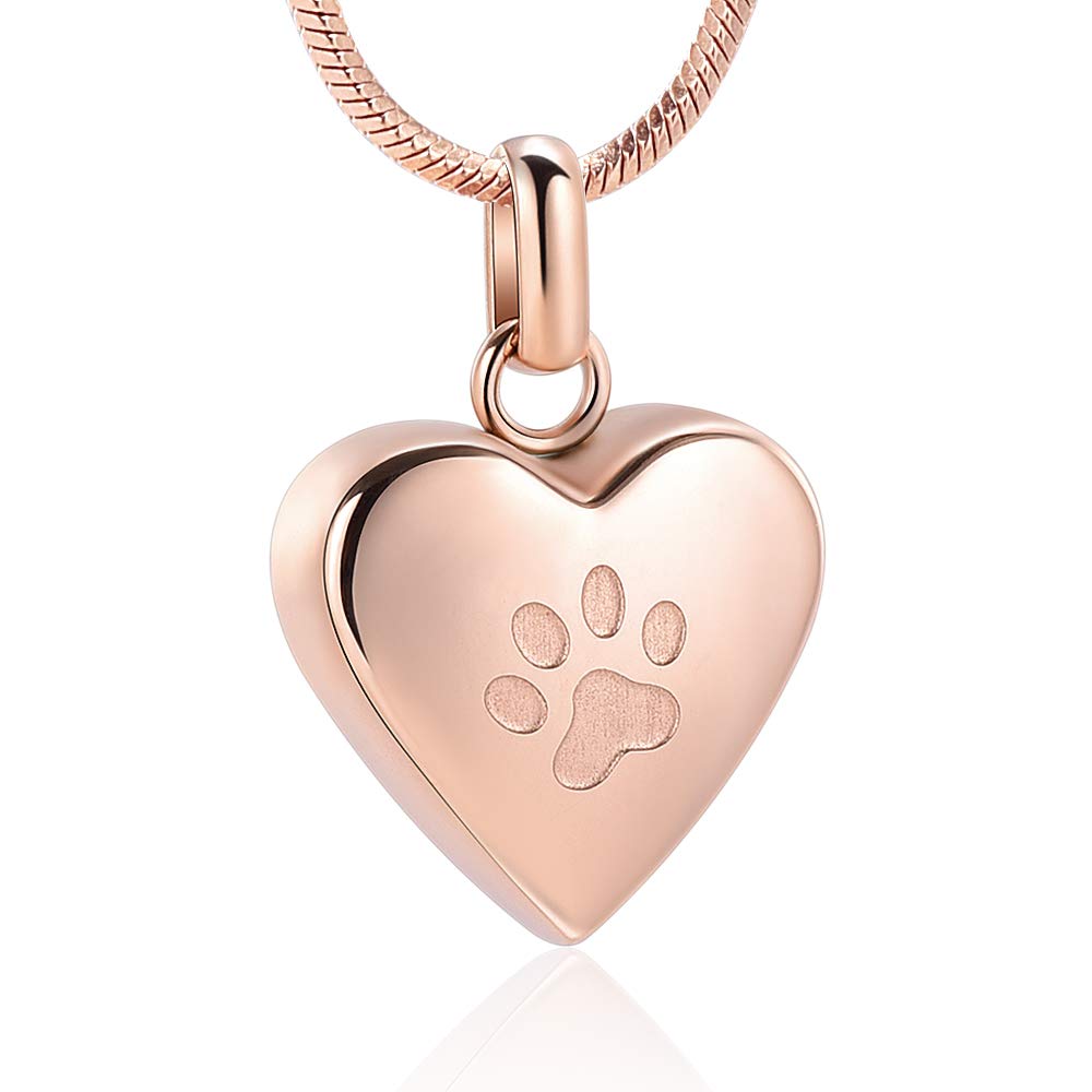 zeqingjw Pet Cremation Jewelry for Ashes Pendant Paw Print Pet Heart Urn Necklace Memorial Keepsake Jewelry for Pet/Dog's/Cat's Ashes