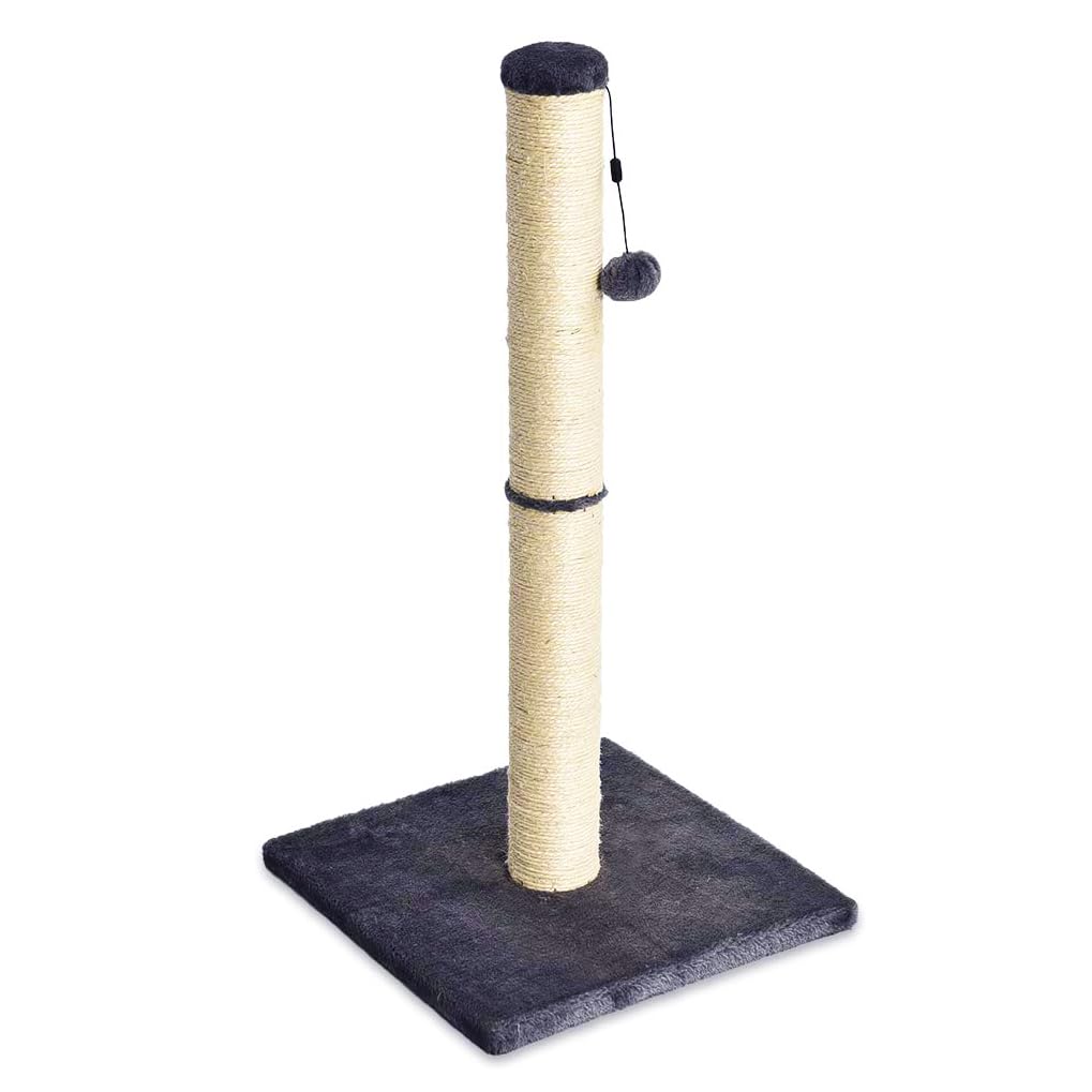 Amazon Basics Sturdy Cat Scratching Post for Indoor Cats & Kittens, Classic Single Post with Sisal Rope, Jute Fiber, Wood Base, Large (35.4"H), Brown