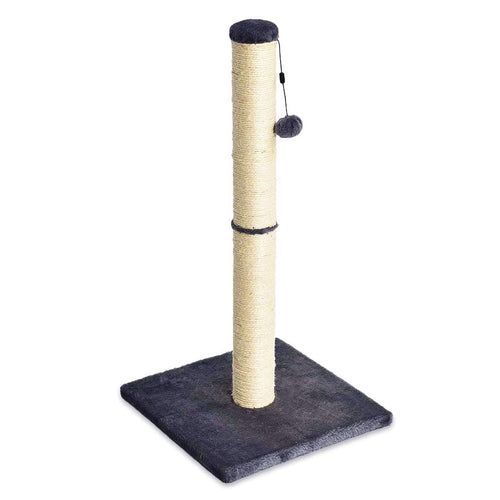Amazon Basics Sturdy Cat Scratching Post for Indoor Cats & Kittens, Classic Single Post with Sisal Rope, Jute Fiber, Wood Base, Large (35.4"H), Brown