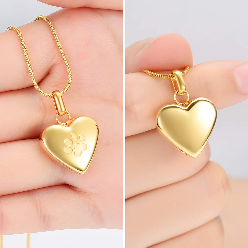 zeqingjw Pet Cremation Jewelry for Ashes Pendant Paw Print Pet Heart Urn Necklace Memorial Keepsake Jewelry for Pet/Dog's/Cat's Ashes