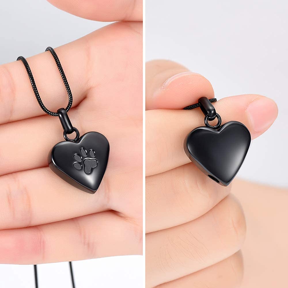 zeqingjw Pet Cremation Jewelry for Ashes Pendant Paw Print Pet Heart Urn Necklace Memorial Keepsake Jewelry for Pet/Dog's/Cat's Ashes