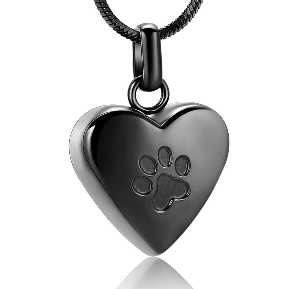 zeqingjw Pet Cremation Jewelry for Ashes Pendant Paw Print Pet Heart Urn Necklace Memorial Keepsake Jewelry for Pet/Dog's/Cat's Ashes