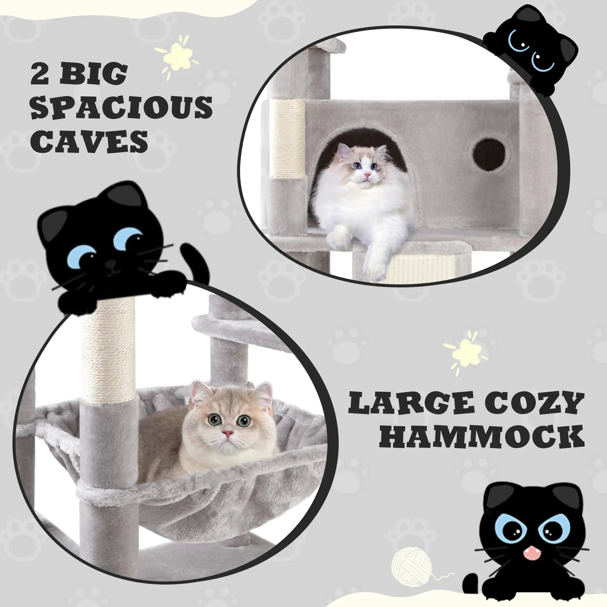 SHA CERLIN 81In/67In Multi-Level Tall Cat Tree Tower with Hammock & Sisal Scratching Posts Larger Cat Condo Furniture for Multi-Cat Play & Rest #Christmasgifts#Tiktokshopblackfriday