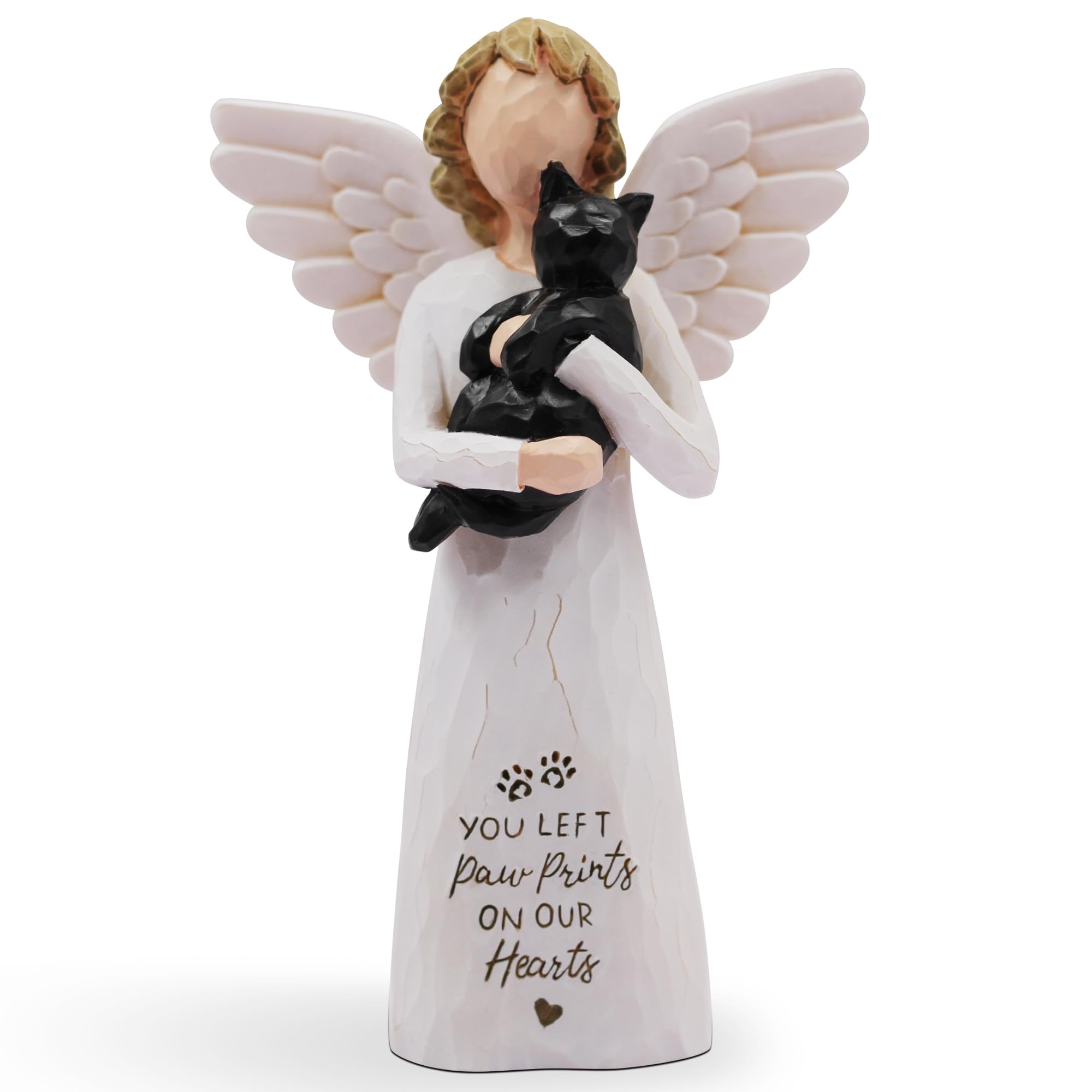 BORLESTA Cat Memorial Gifts for Loss of Cat, Pet Loss Sympathy Gift, Pet Cat Remembrance Gifts, Cat Mom Gift for Cats Lovers, Cat Statue Hand-Painted Figurines Angel (Gray)