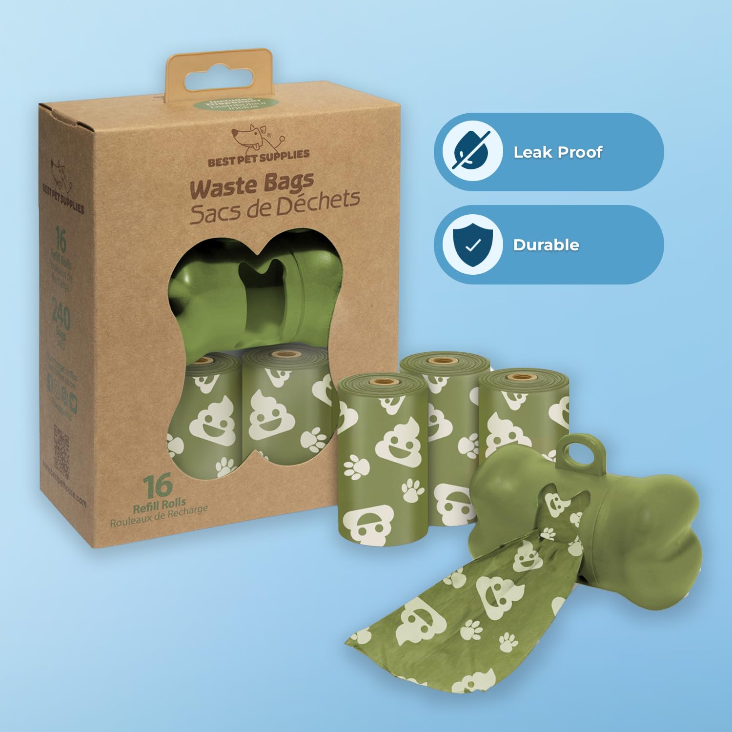 Best Pet Supplies Dog Poop Bags for Waste Refuse Cleanup, Doggy Roll Replacements for Outdoor Puppy Walking and Travel, Leak Proof and Tear Resistant, Thick Plastic - Assorted, 150 Bags