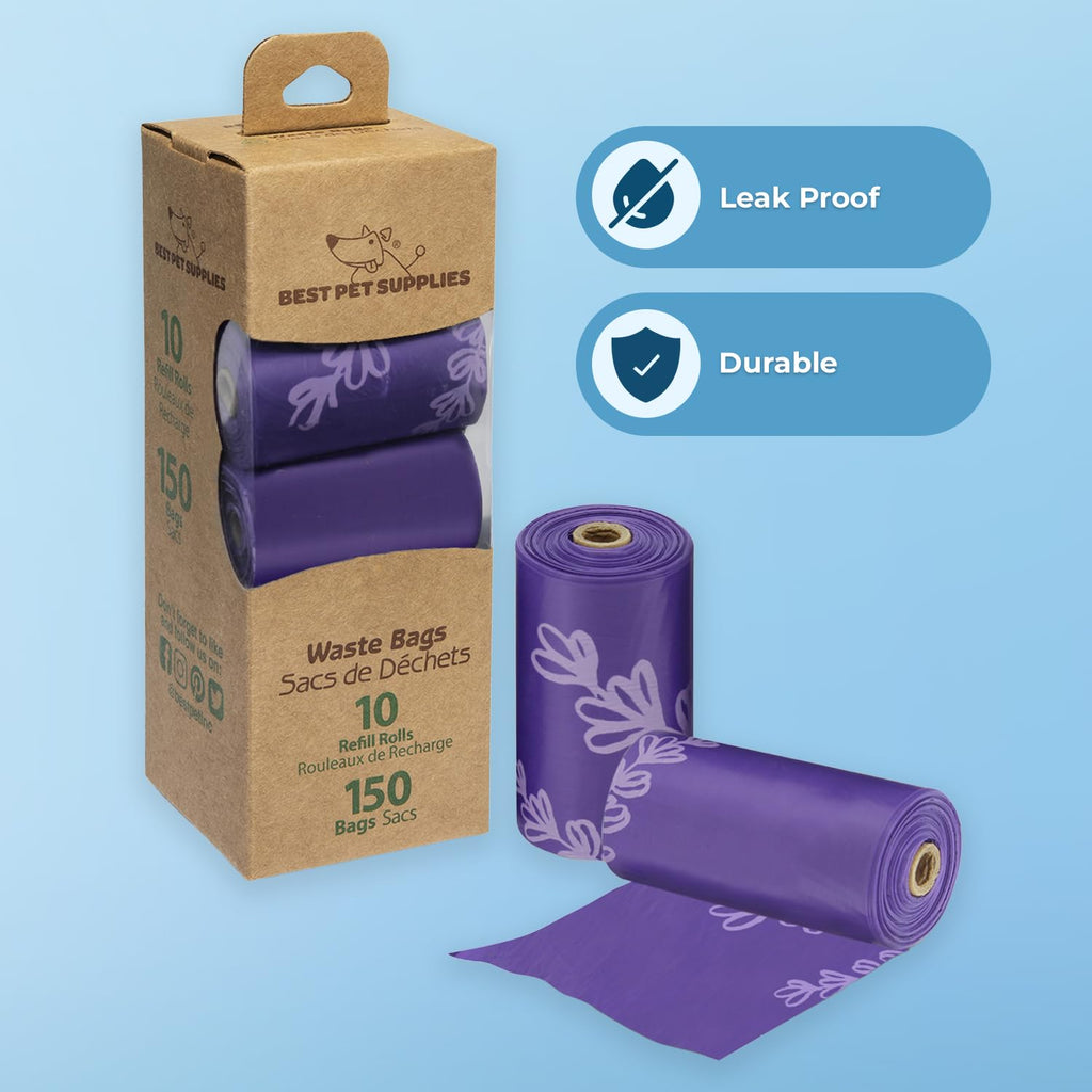 Best Pet Supplies Dog Poop Bags for Waste Refuse Cleanup, Doggy Roll Replacements for Outdoor Puppy Walking and Travel, Leak Proof and Tear Resistant, Thick Plastic - Assorted, 150 Bags
