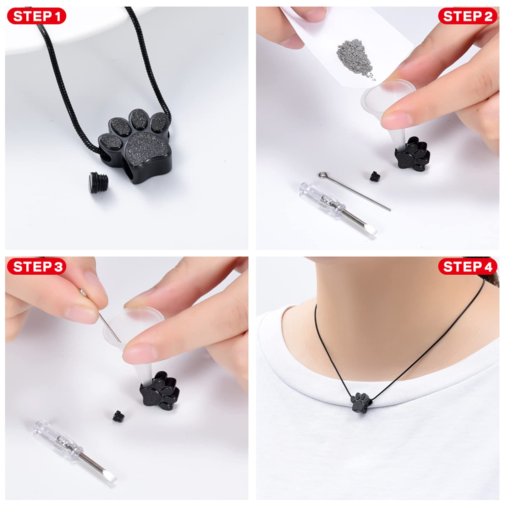 zeqingjw Pet Cremation Jewelry for Ashes Pendant Paw Print Pet Heart Urn Necklace Memorial Keepsake Jewelry for Pet/Dog's/Cat's Ashes