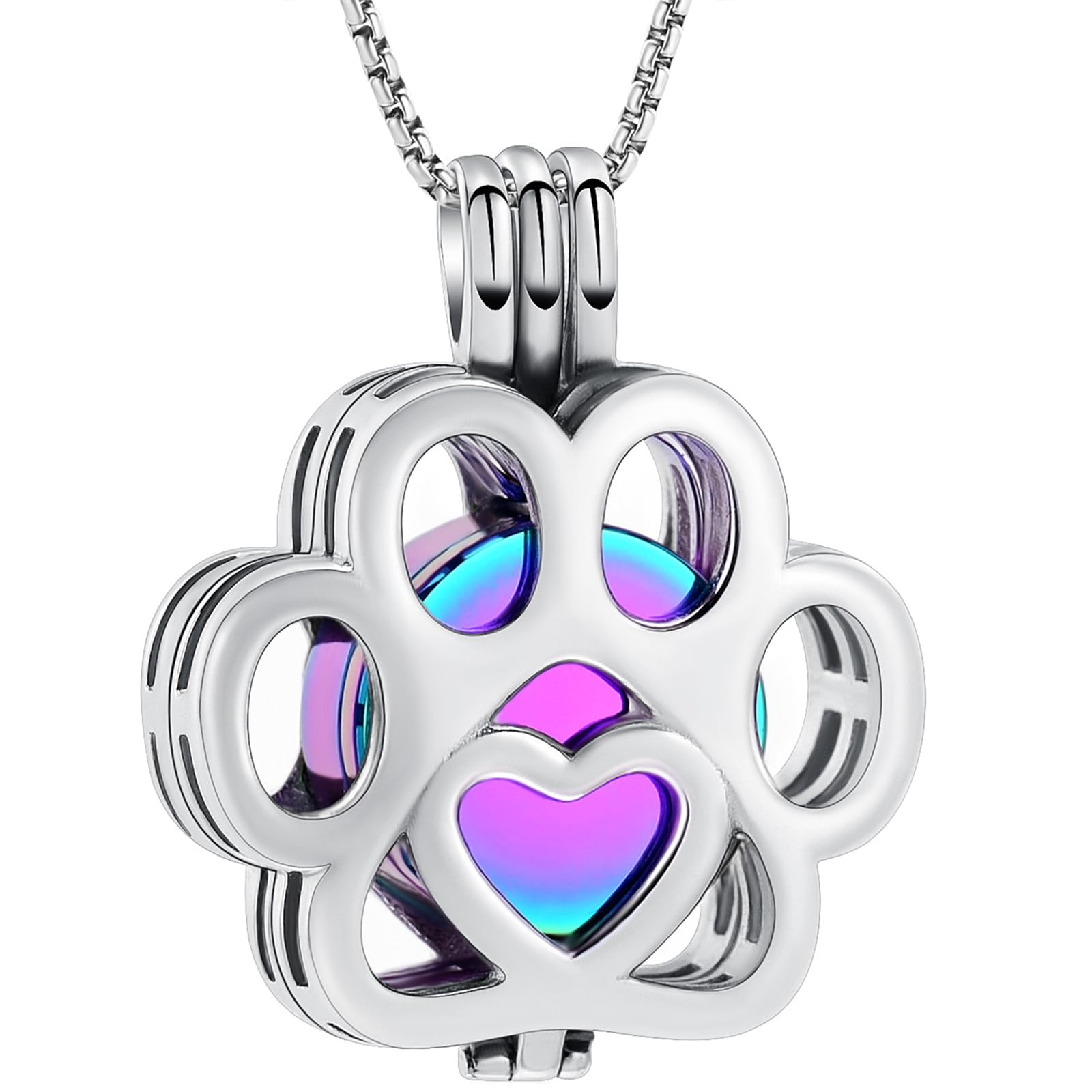 Oinsi Pet Cremation Jewelry For Ashes For Dog/Cat Paw Stainless Steel Memorial Locket Urn Necklace Inside Mini Case Keepsake Cremation Jewelry Women Men