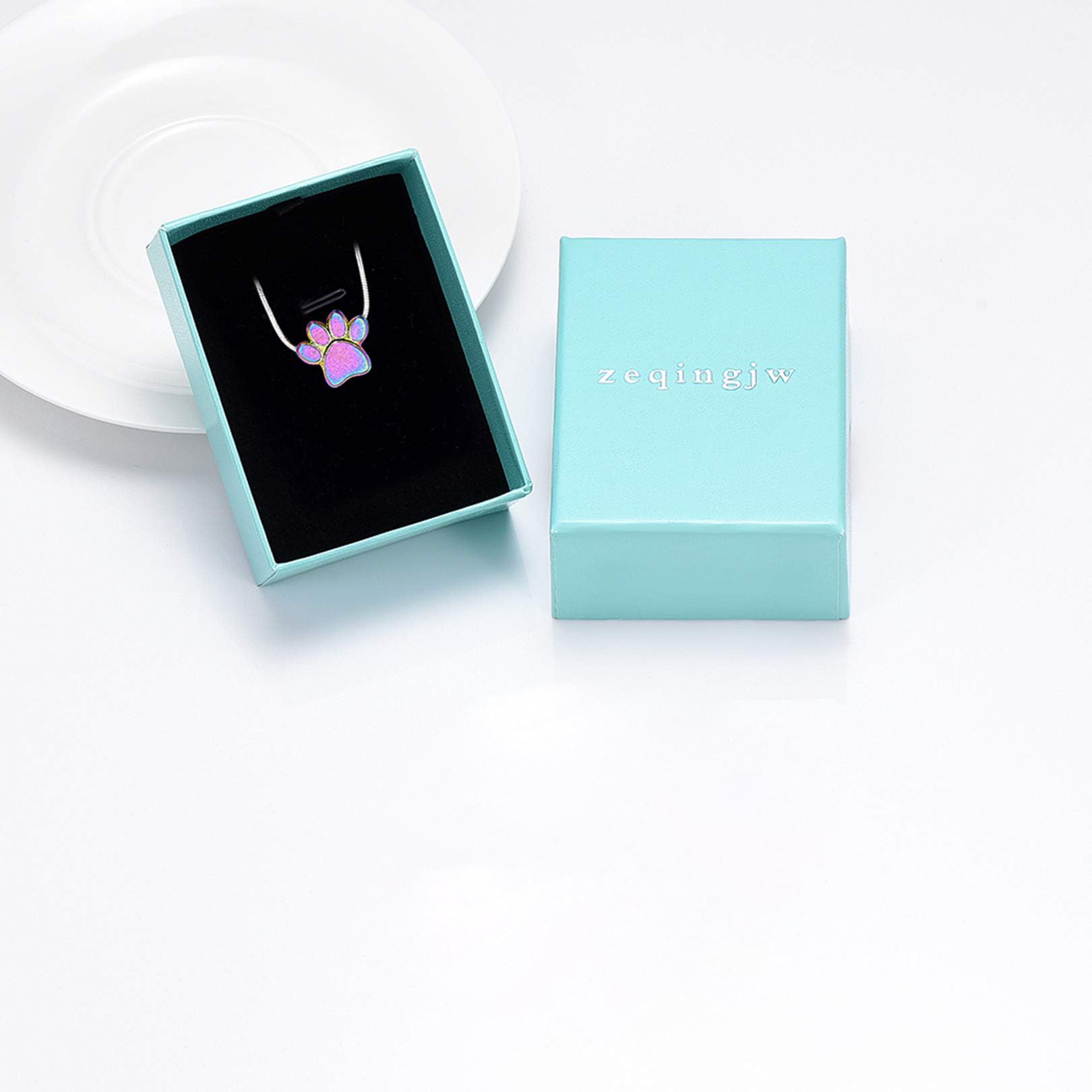 zeqingjw Pet Cremation Jewelry for Ashes Pendant Paw Print Pet Heart Urn Necklace Memorial Keepsake Jewelry for Pet/Dog's/Cat's Ashes