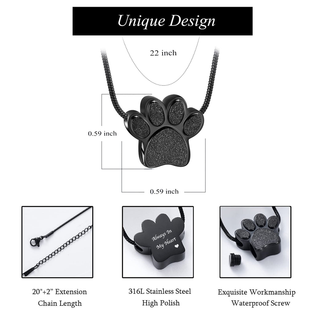 zeqingjw Pet Cremation Jewelry for Ashes Pendant Paw Print Pet Heart Urn Necklace Memorial Keepsake Jewelry for Pet/Dog's/Cat's Ashes