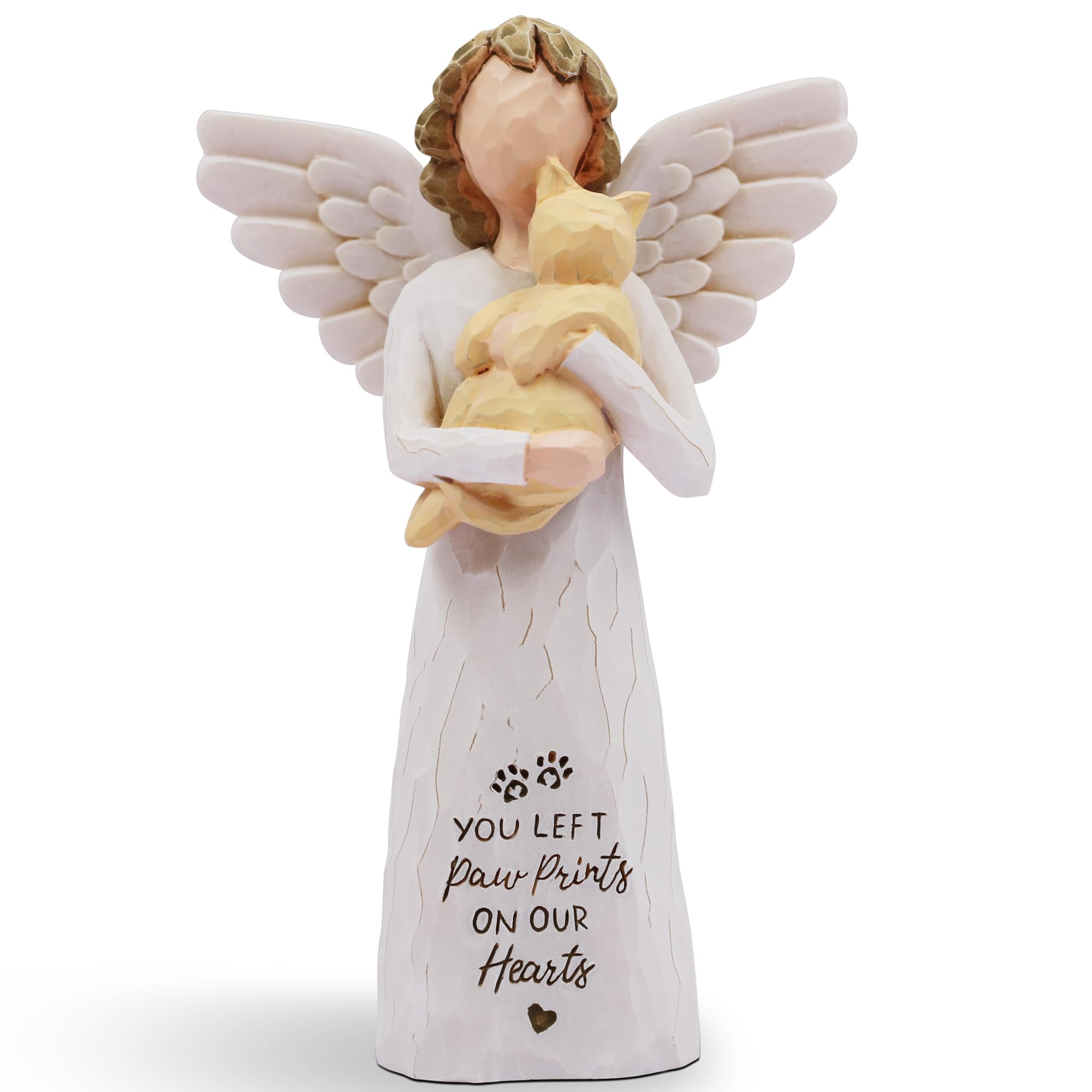 BORLESTA Cat Memorial Gifts for Loss of Cat, Pet Loss Sympathy Gift, Pet Cat Remembrance Gifts, Cat Mom Gift for Cats Lovers, Cat Statue Hand-Painted Figurines Angel (Gray)