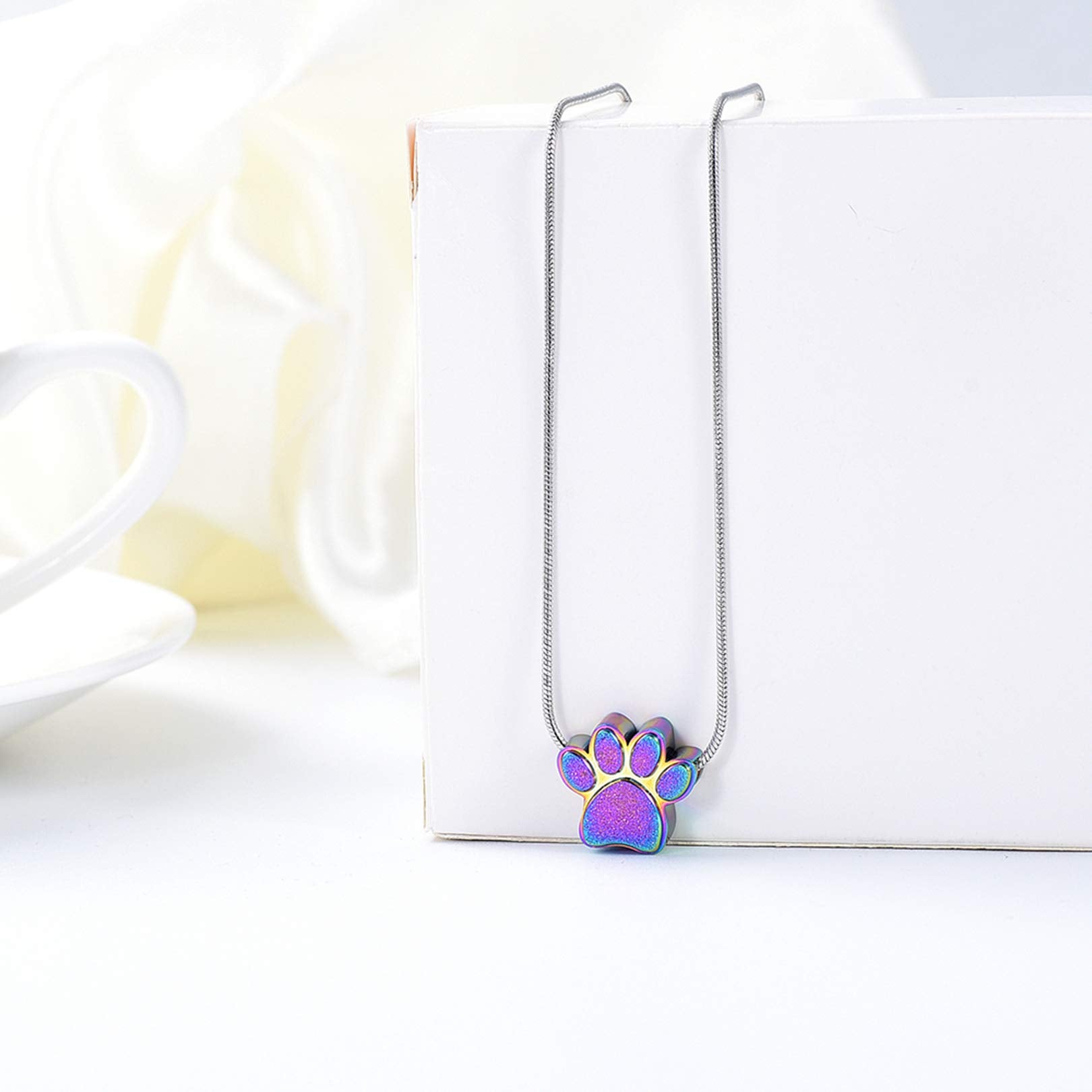 zeqingjw Pet Cremation Jewelry for Ashes Pendant Paw Print Pet Heart Urn Necklace Memorial Keepsake Jewelry for Pet/Dog's/Cat's Ashes