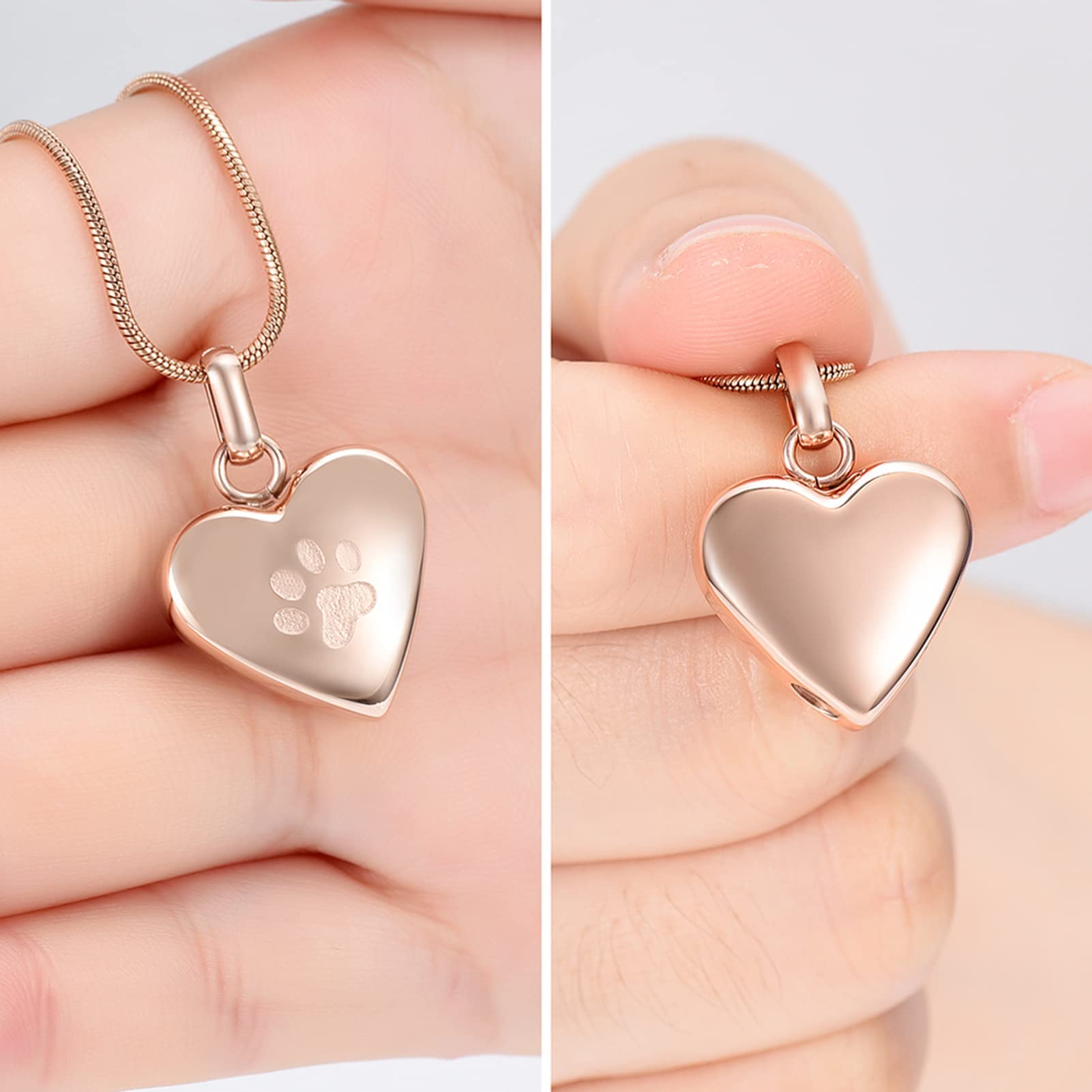 zeqingjw Pet Cremation Jewelry for Ashes Pendant Paw Print Pet Heart Urn Necklace Memorial Keepsake Jewelry for Pet/Dog's/Cat's Ashes
