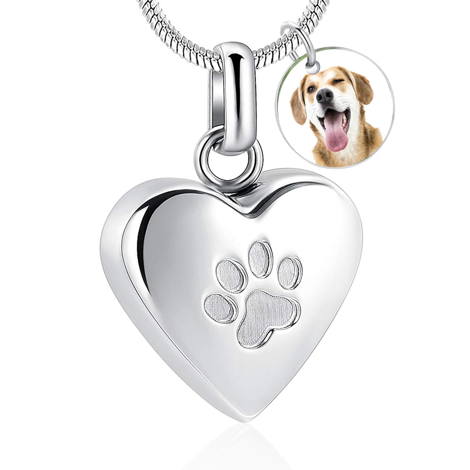 zeqingjw Pet Cremation Jewelry for Ashes Pendant Paw Print Pet Heart Urn Necklace Memorial Keepsake Jewelry for Pet/Dog's/Cat's Ashes
