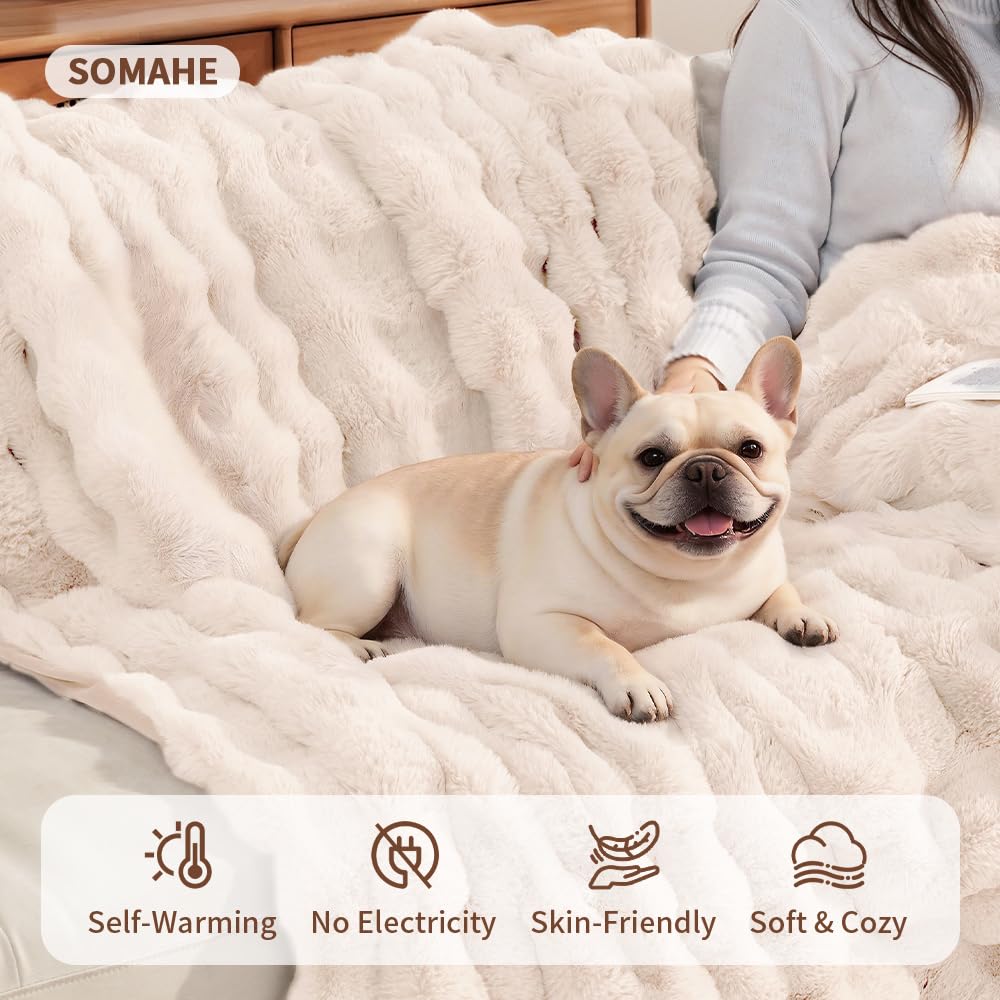 SOMAHE Self-Warming Cat Blanket, Dual-Side Plush Sherpa Throw with Anti-Static, Snuggle Mat for Kittens & Cats, Cozy Bed Topper for Windowsills & Couches, Machine Washable & Dryable, 21x18 Inch Gray