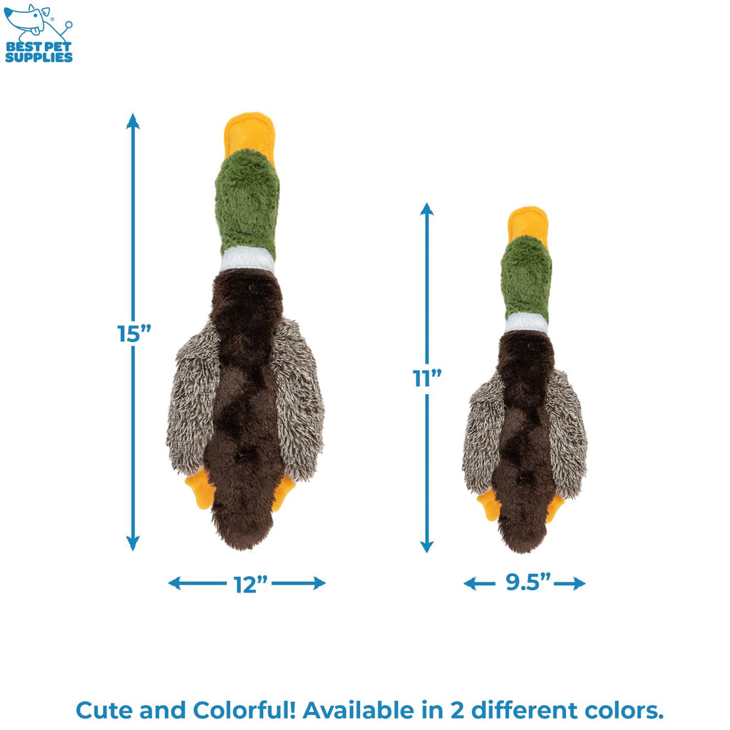 Best Pet Supplies Interactive Squeaky Dog Chew Toy, Ideal Dog Toys for Chewers, Small, Medium & Large Dogs, and Fetch Lovers - Crinkle Duck (Yellow), Large