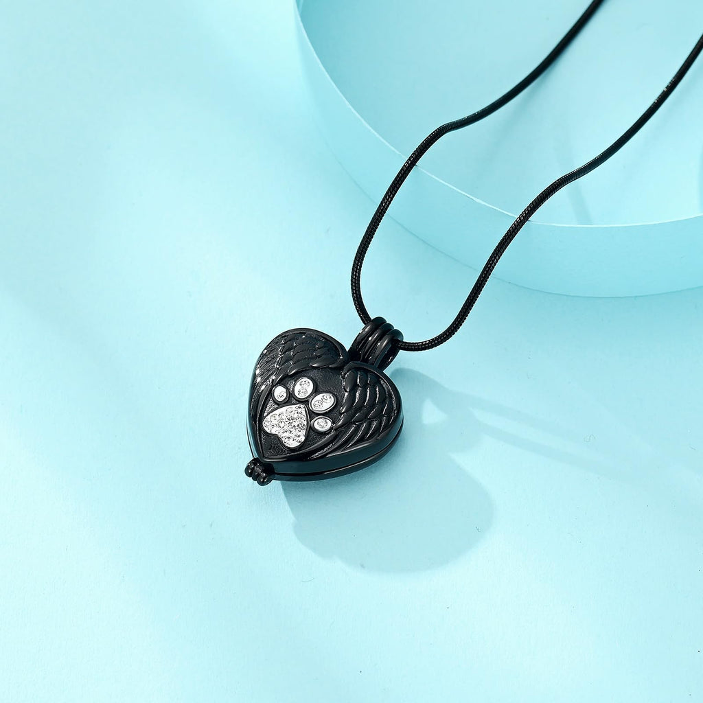 zeqingjw Pet Cremation Jewelry for Ashes Pendant Paw Print Pet Heart Urn Necklace Memorial Keepsake Jewelry for Pet/Dog's/Cat's Ashes