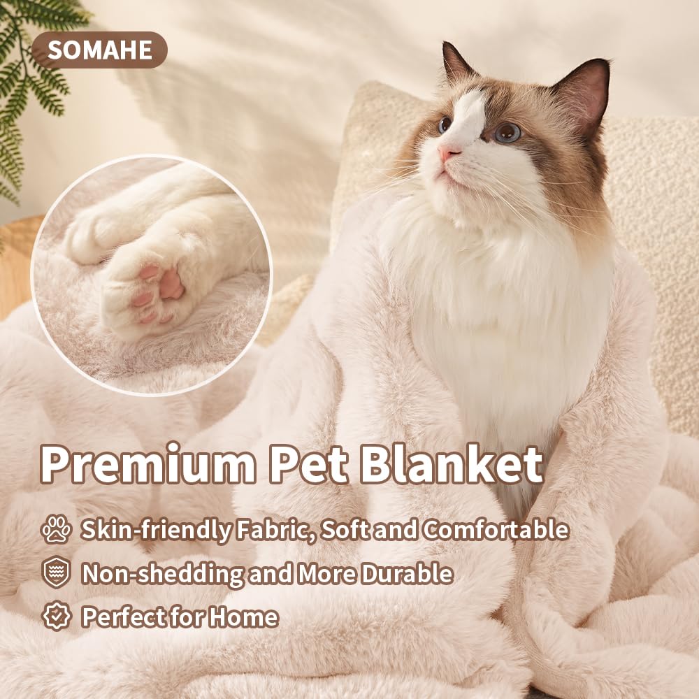 SOMAHE Self-Warming Cat Blanket, Dual-Side Plush Sherpa Throw with Anti-Static, Snuggle Mat for Kittens & Cats, Cozy Bed Topper for Windowsills & Couches, Machine Washable & Dryable, 21x18 Inch Gray