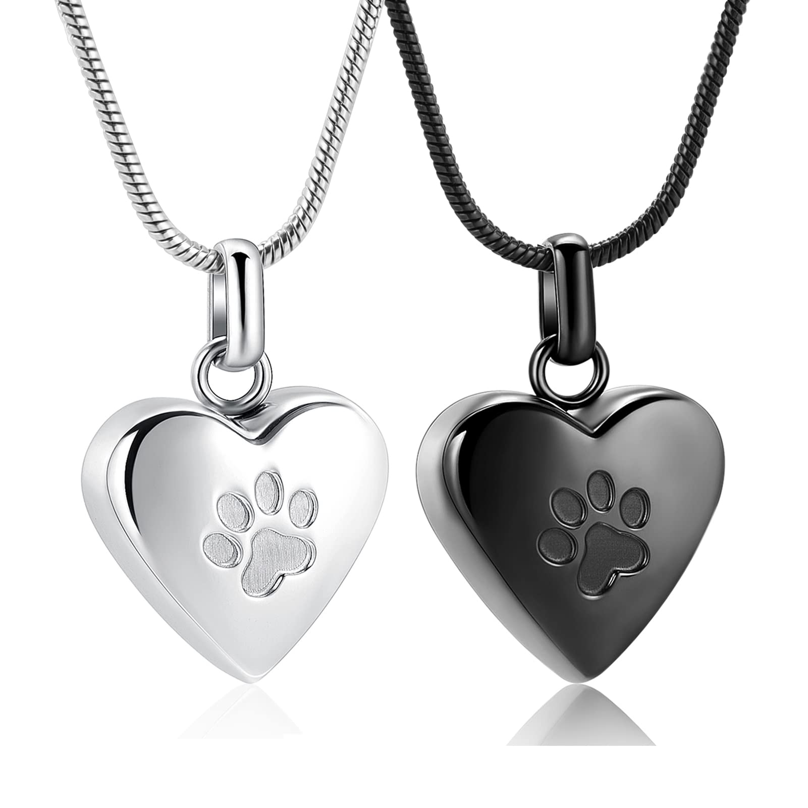 zeqingjw Pet Cremation Jewelry for Ashes Pendant Paw Print Pet Heart Urn Necklace Memorial Keepsake Jewelry for Pet/Dog's/Cat's Ashes