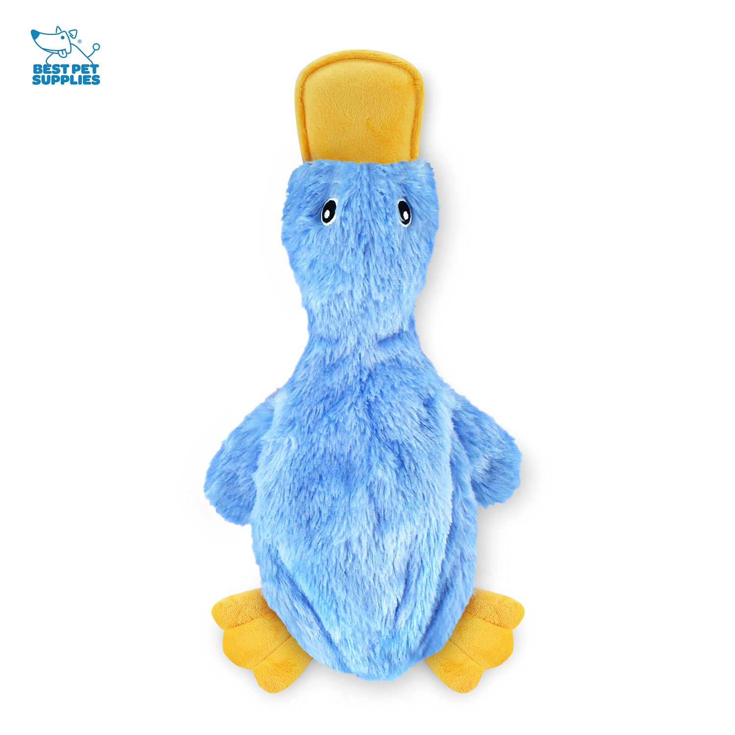 Best Pet Supplies Interactive Squeaky Dog Chew Toy, Ideal Dog Toys for Chewers, Small, Medium & Large Dogs, and Fetch Lovers - Crinkle Duck (Yellow), Large