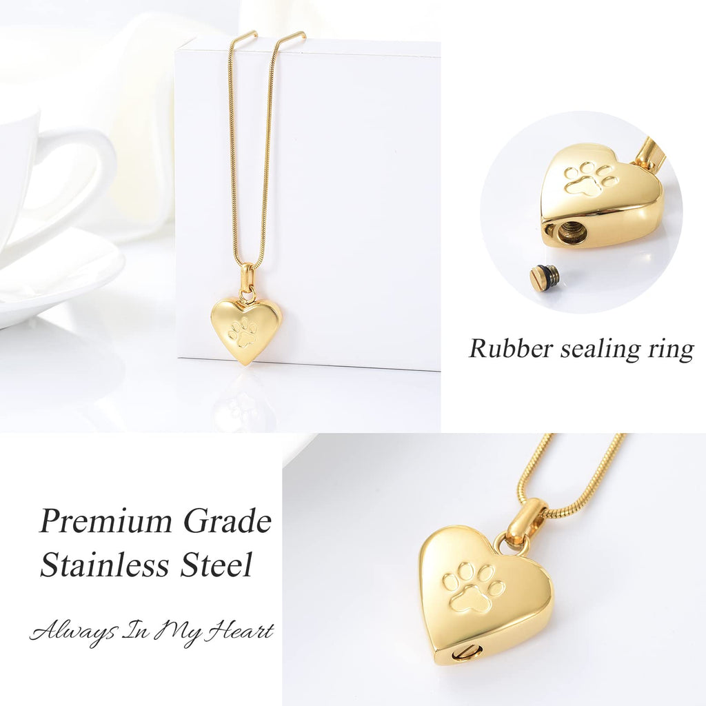 zeqingjw Pet Cremation Jewelry for Ashes Pendant Paw Print Pet Heart Urn Necklace Memorial Keepsake Jewelry for Pet/Dog's/Cat's Ashes