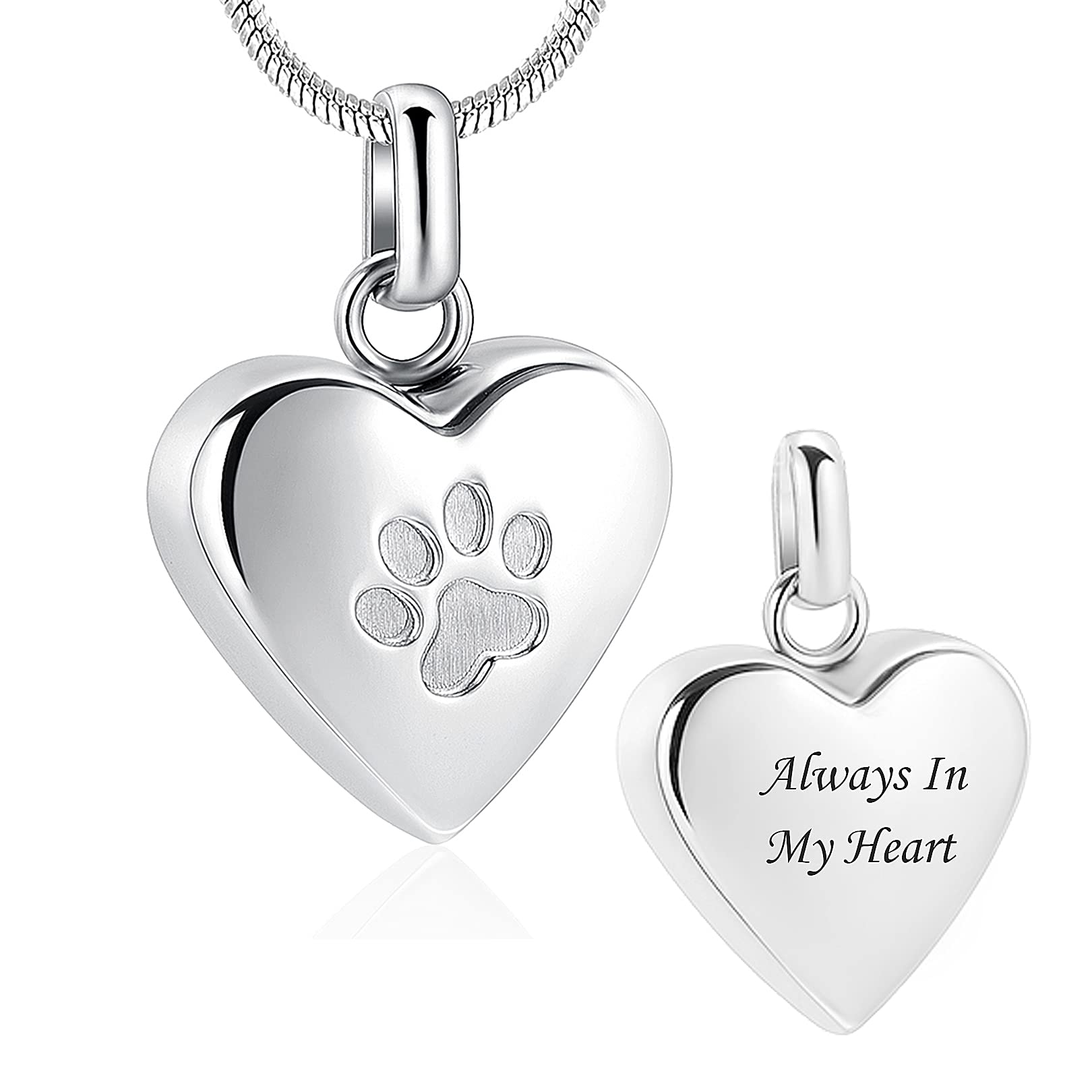 zeqingjw Pet Cremation Jewelry for Ashes Pendant Paw Print Pet Heart Urn Necklace Memorial Keepsake Jewelry for Pet/Dog's/Cat's Ashes