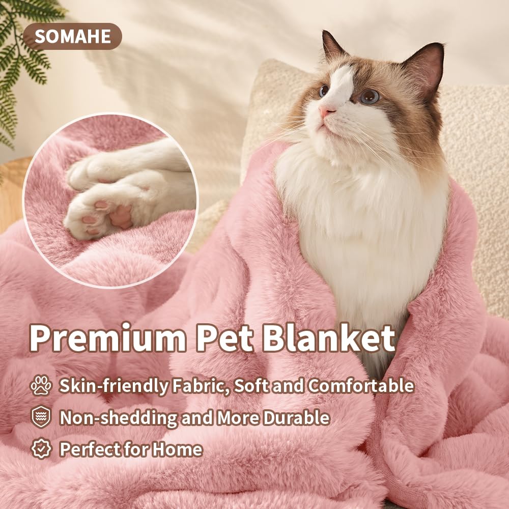 SOMAHE Self-Warming Cat Blanket, Dual-Side Plush Sherpa Throw with Anti-Static, Snuggle Mat for Kittens & Cats, Cozy Bed Topper for Windowsills & Couches, Machine Washable & Dryable, 21x18 Inch Gray