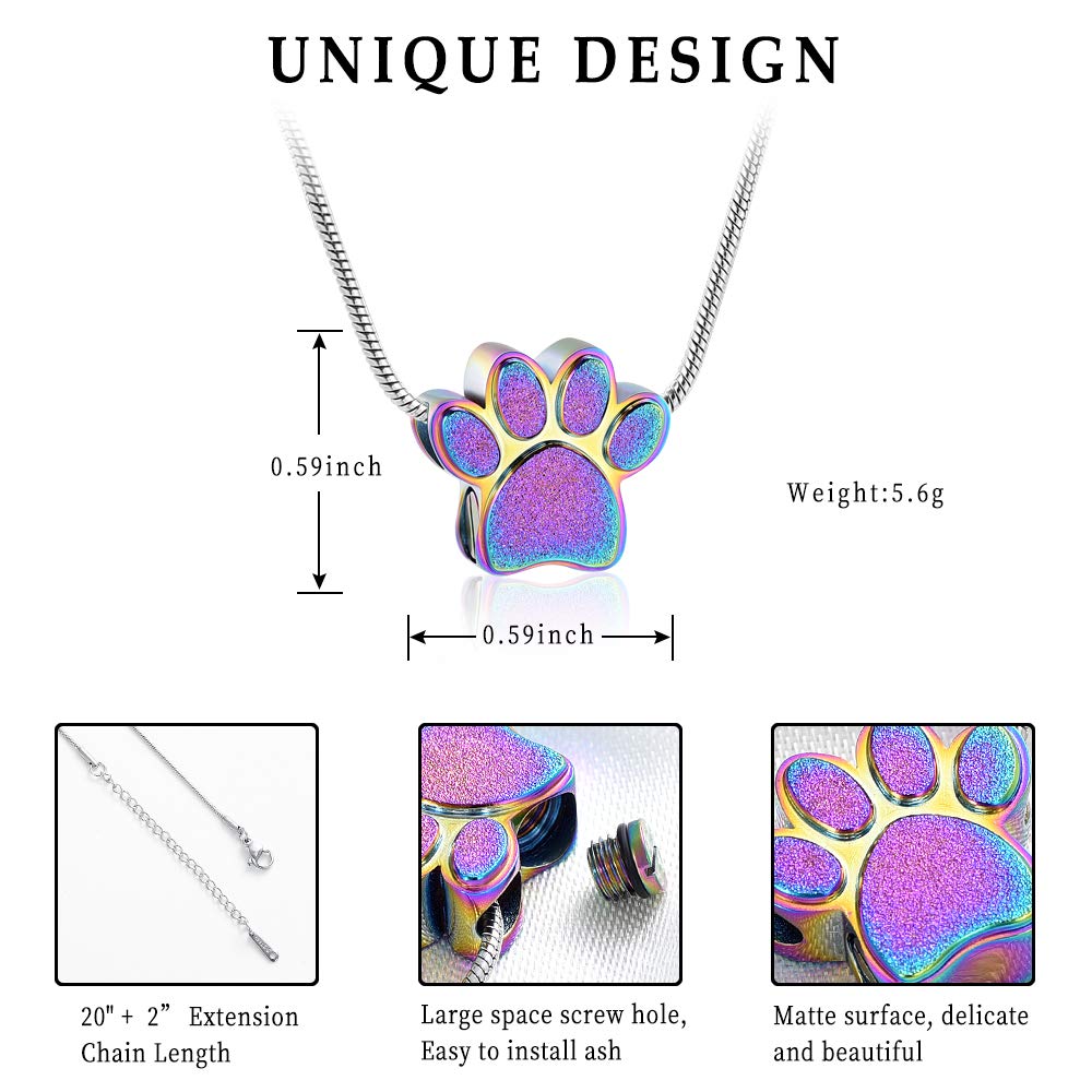 zeqingjw Pet Cremation Jewelry for Ashes Pendant Paw Print Pet Heart Urn Necklace Memorial Keepsake Jewelry for Pet/Dog's/Cat's Ashes