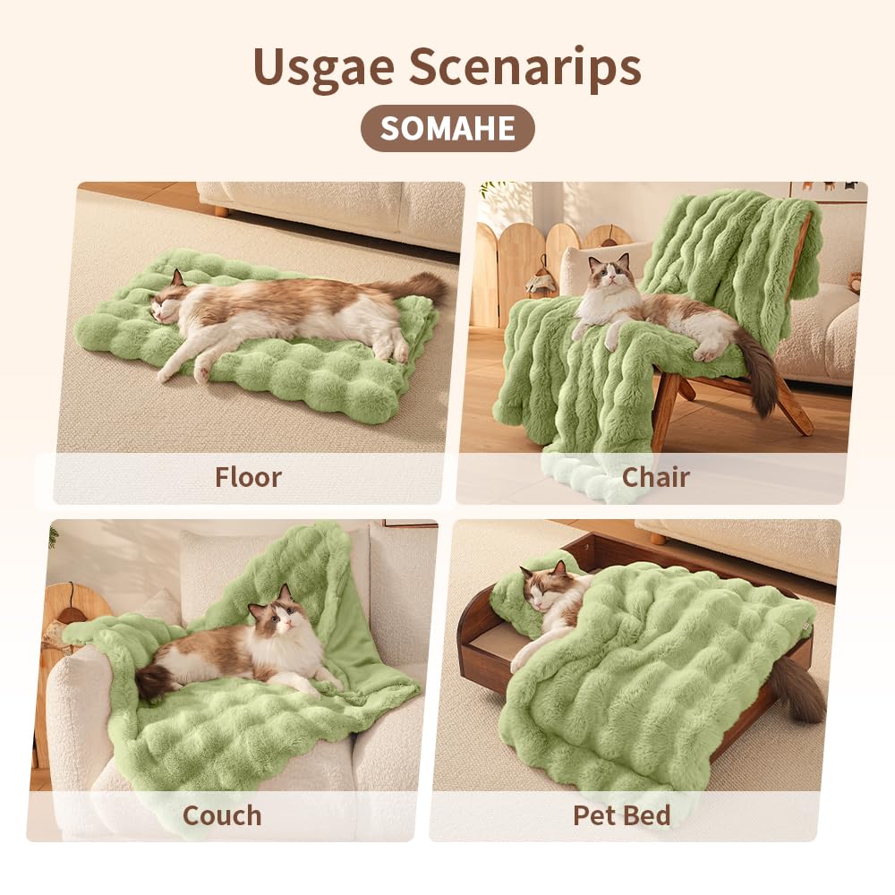 SOMAHE Self-Warming Cat Blanket, Dual-Side Plush Sherpa Throw with Anti-Static, Snuggle Mat for Kittens & Cats, Cozy Bed Topper for Windowsills & Couches, Machine Washable & Dryable, 21x18 Inch Gray