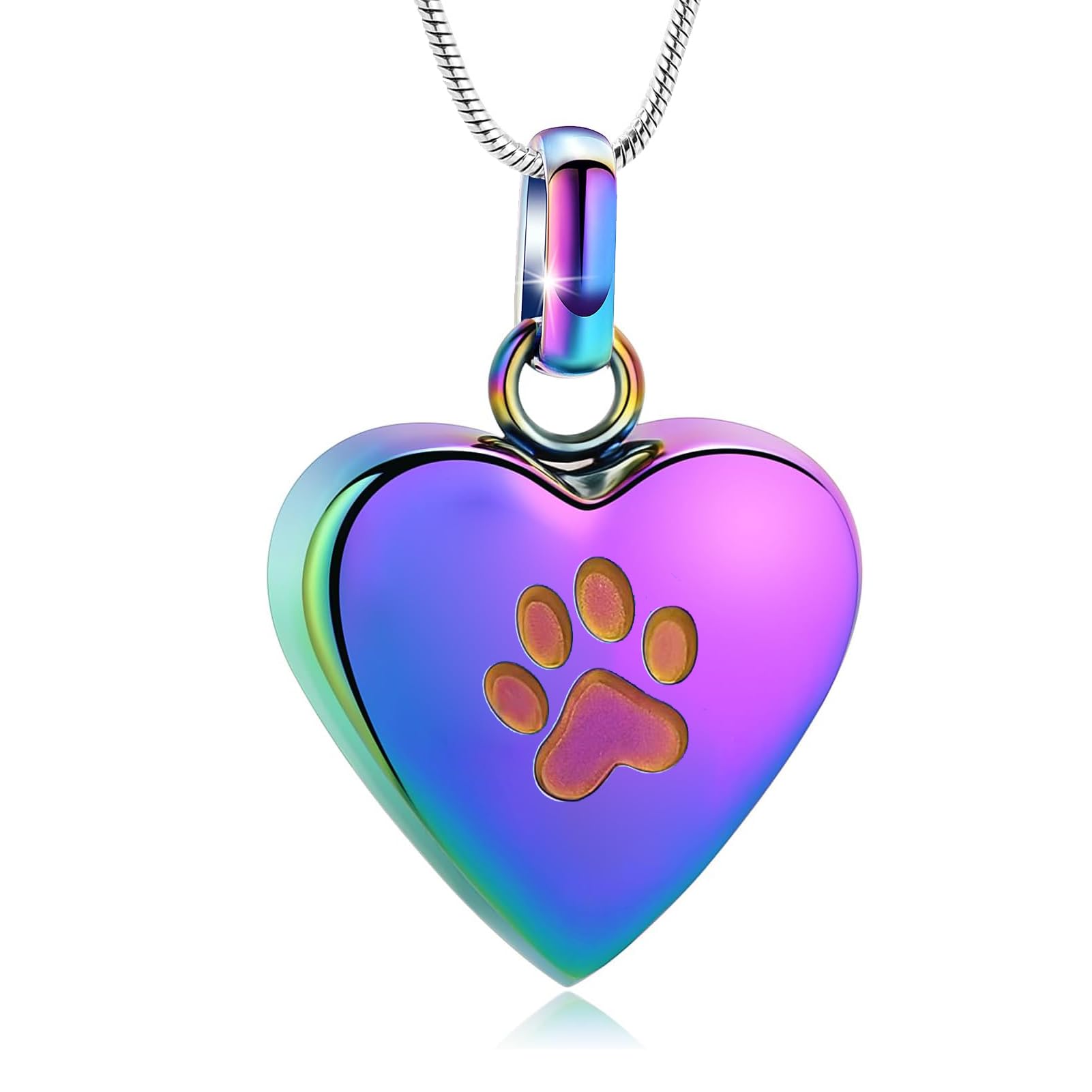 zeqingjw Pet Cremation Jewelry for Ashes Pendant Paw Print Pet Heart Urn Necklace Memorial Keepsake Jewelry for Pet/Dog's/Cat's Ashes