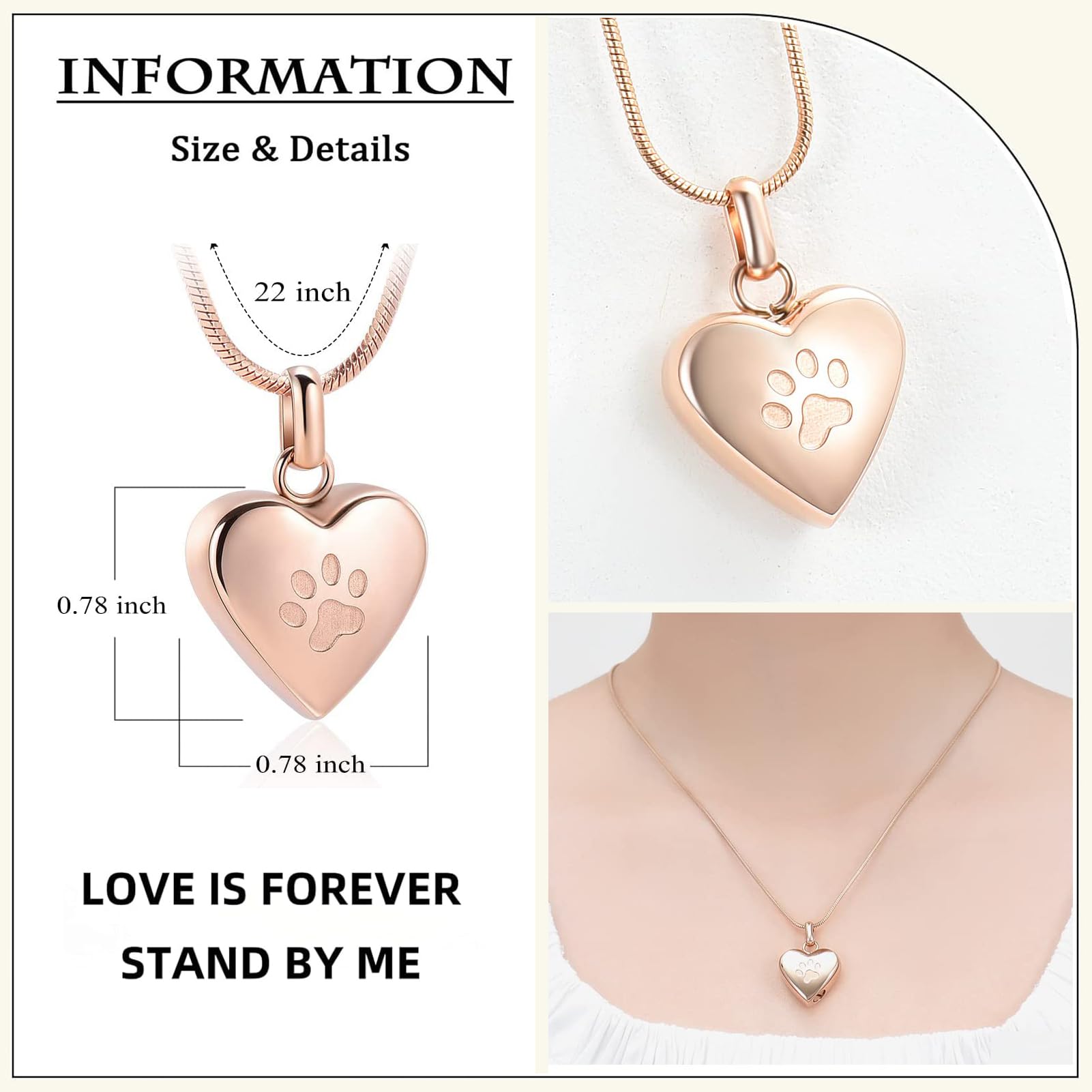 zeqingjw Pet Cremation Jewelry for Ashes Pendant Paw Print Pet Heart Urn Necklace Memorial Keepsake Jewelry for Pet/Dog's/Cat's Ashes