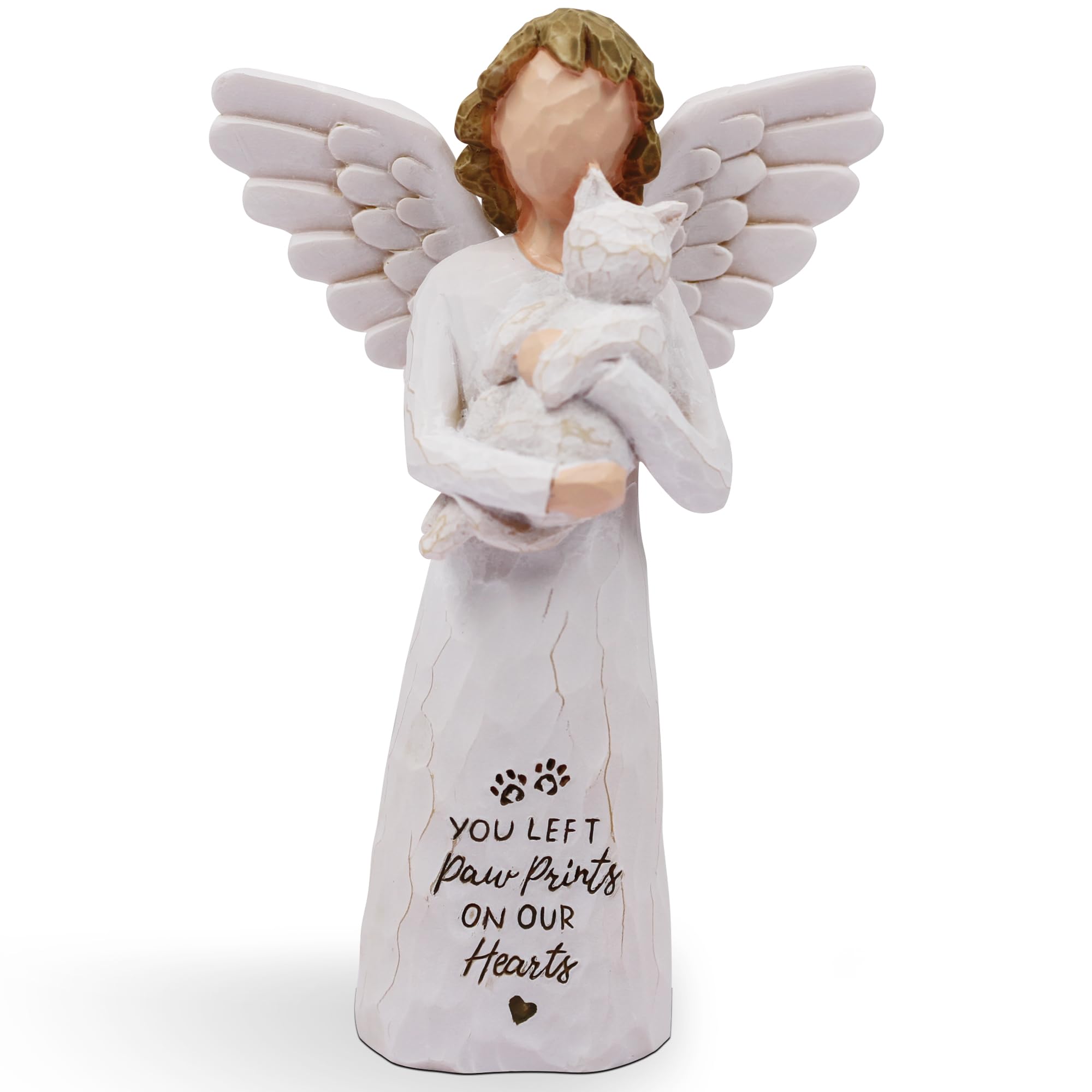 BORLESTA Cat Memorial Gifts for Loss of Cat, Pet Loss Sympathy Gift, Pet Cat Remembrance Gifts, Cat Mom Gift for Cats Lovers, Cat Statue Hand-Painted Figurines Angel (Gray)