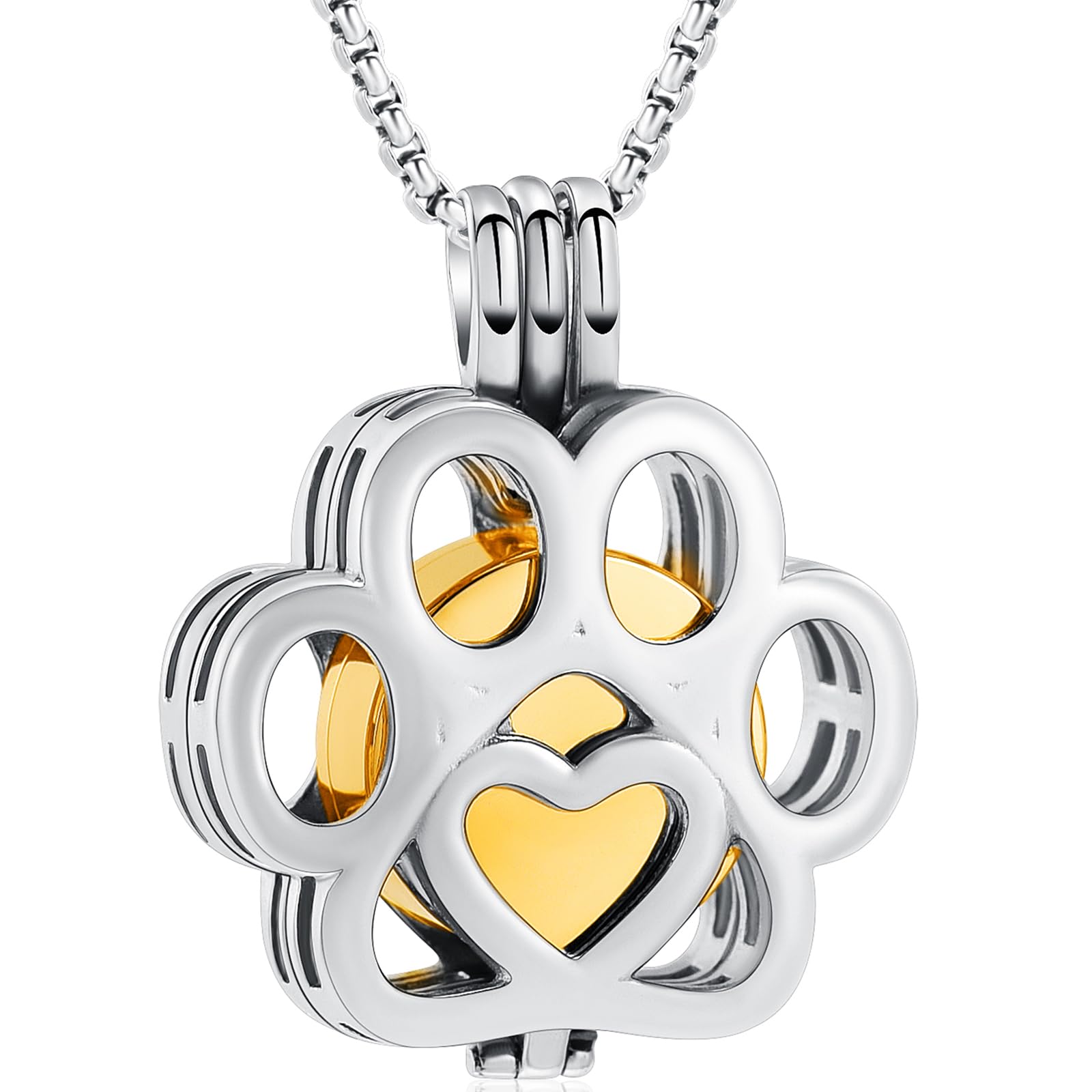 Oinsi Pet Cremation Jewelry For Ashes For Dog/Cat Paw Stainless Steel Memorial Locket Urn Necklace Inside Mini Case Keepsake Cremation Jewelry Women Men