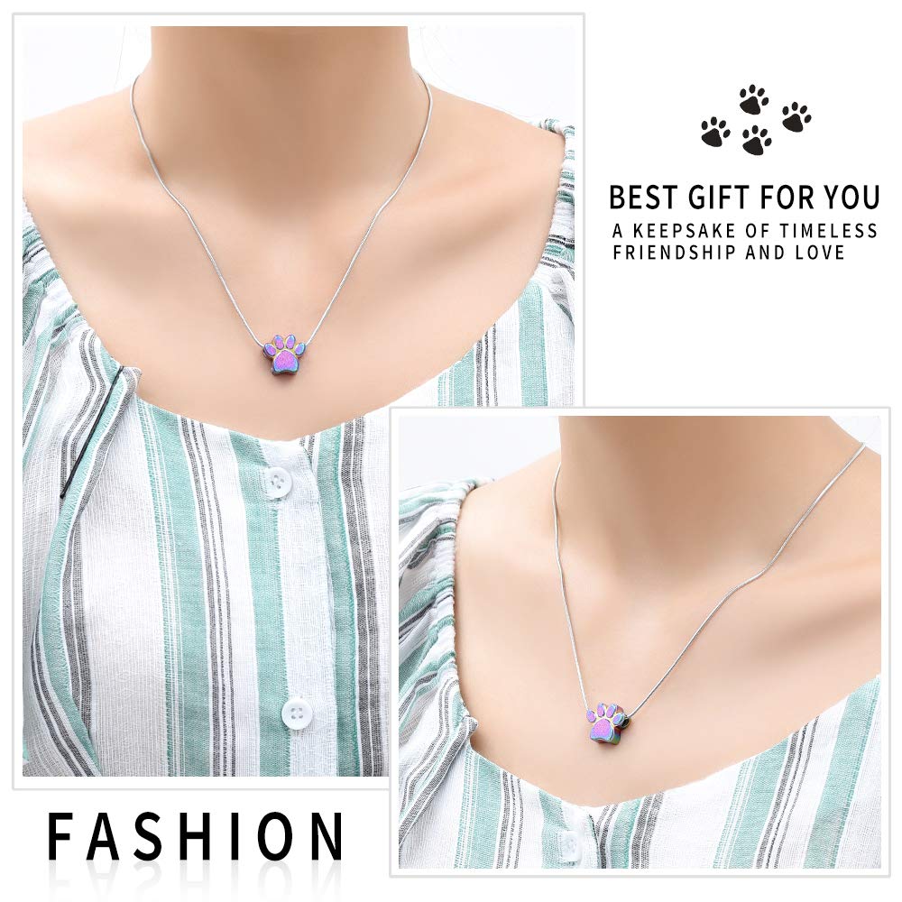 zeqingjw Pet Cremation Jewelry for Ashes Pendant Paw Print Pet Heart Urn Necklace Memorial Keepsake Jewelry for Pet/Dog's/Cat's Ashes