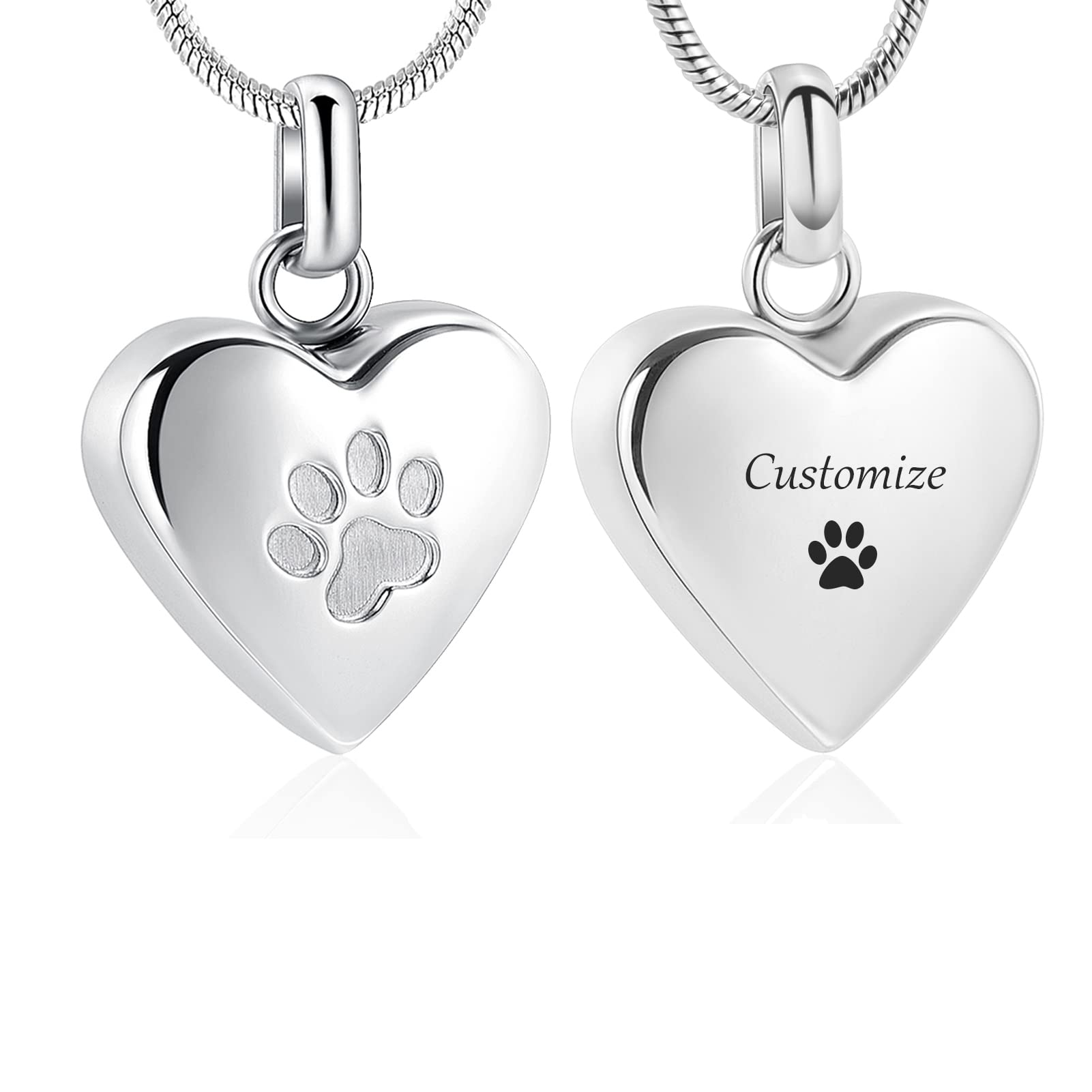 zeqingjw Pet Cremation Jewelry for Ashes Pendant Paw Print Pet Heart Urn Necklace Memorial Keepsake Jewelry for Pet/Dog's/Cat's Ashes