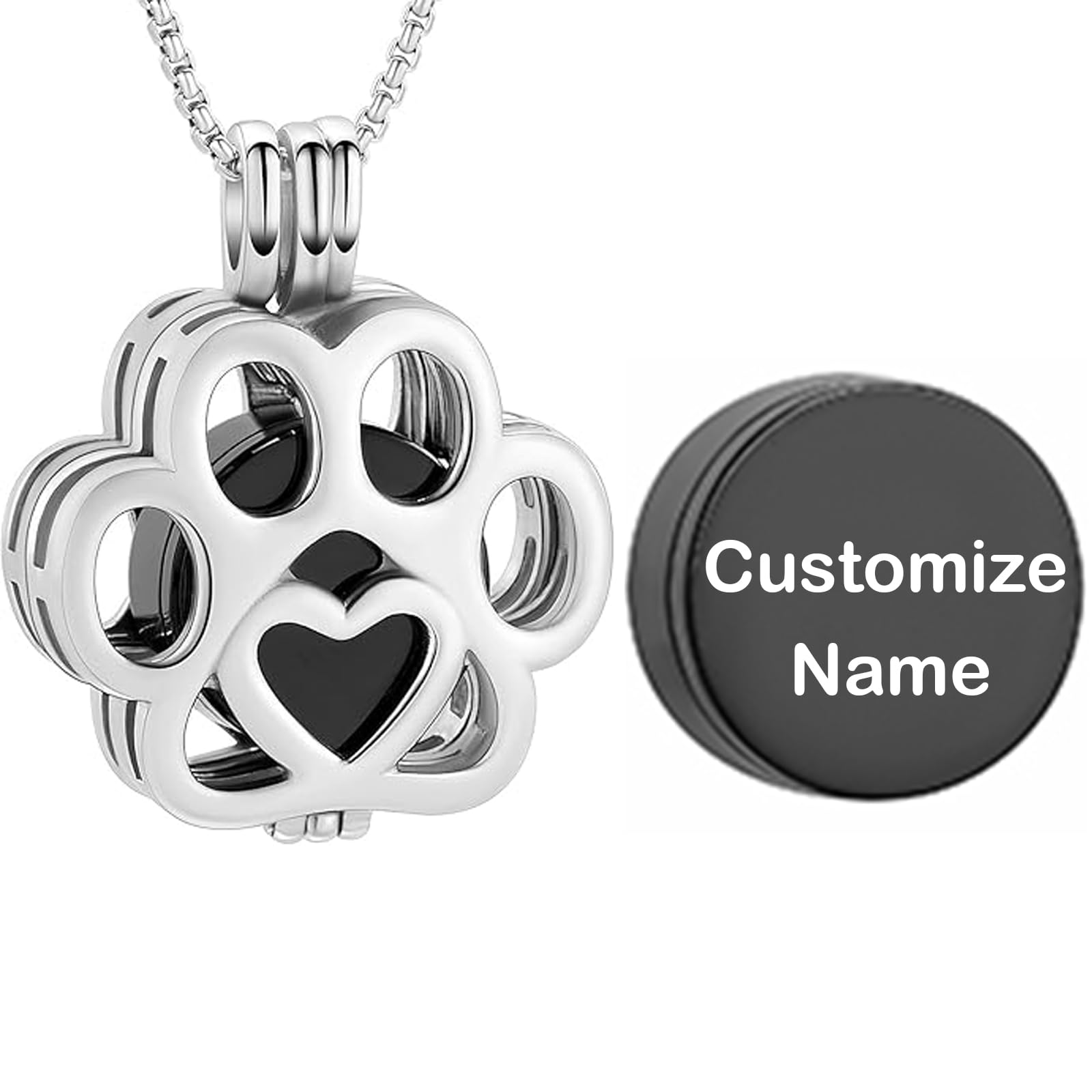 Oinsi Pet Cremation Jewelry For Ashes For Dog/Cat Paw Stainless Steel Memorial Locket Urn Necklace Inside Mini Case Keepsake Cremation Jewelry Women Men