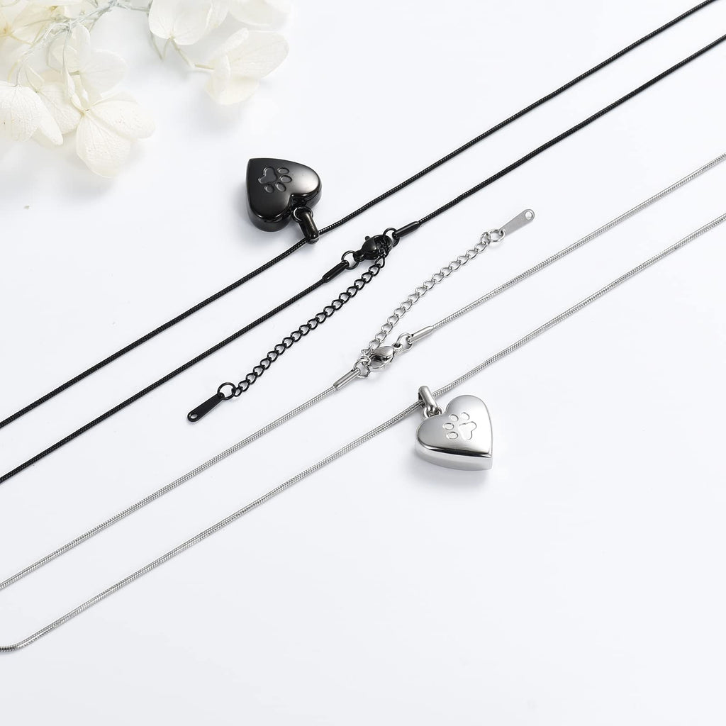 zeqingjw Pet Cremation Jewelry for Ashes Pendant Paw Print Pet Heart Urn Necklace Memorial Keepsake Jewelry for Pet/Dog's/Cat's Ashes