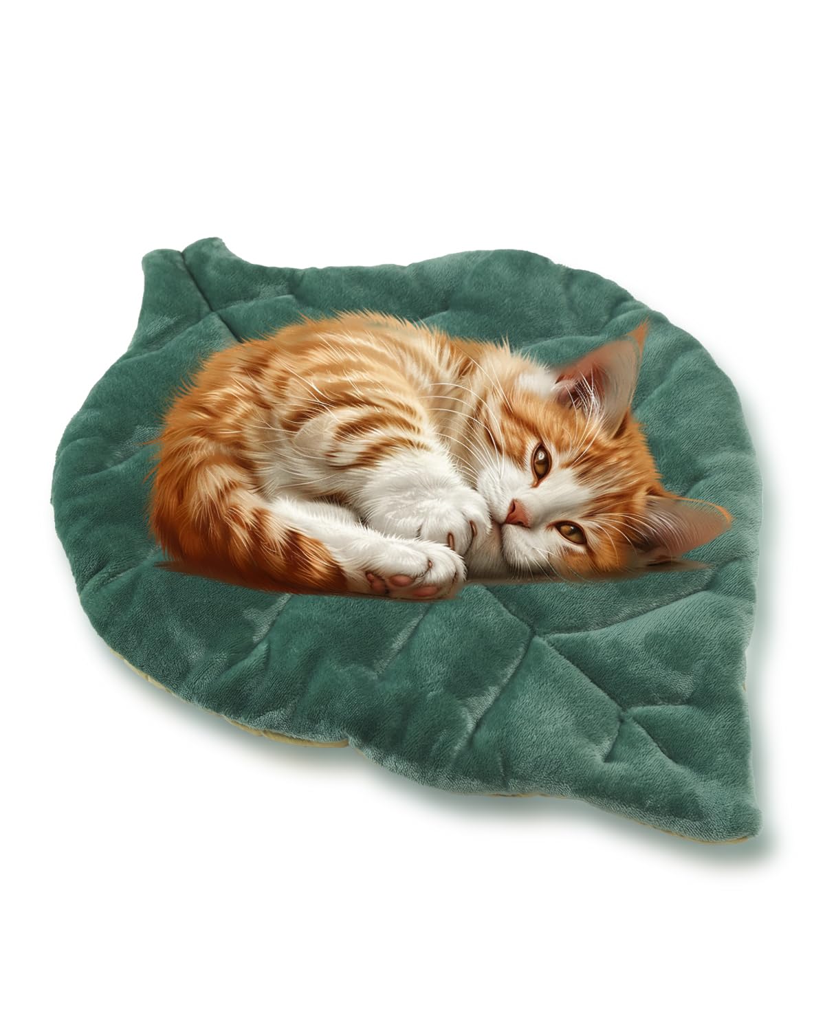 Cat Mat Self Warming Cat Bed 26"x20" Leaf Shaped Cotton Soft Warm Pet Pad Blanket for Indoor Bed Couch Sofa Floors Cat and Dog (Green)