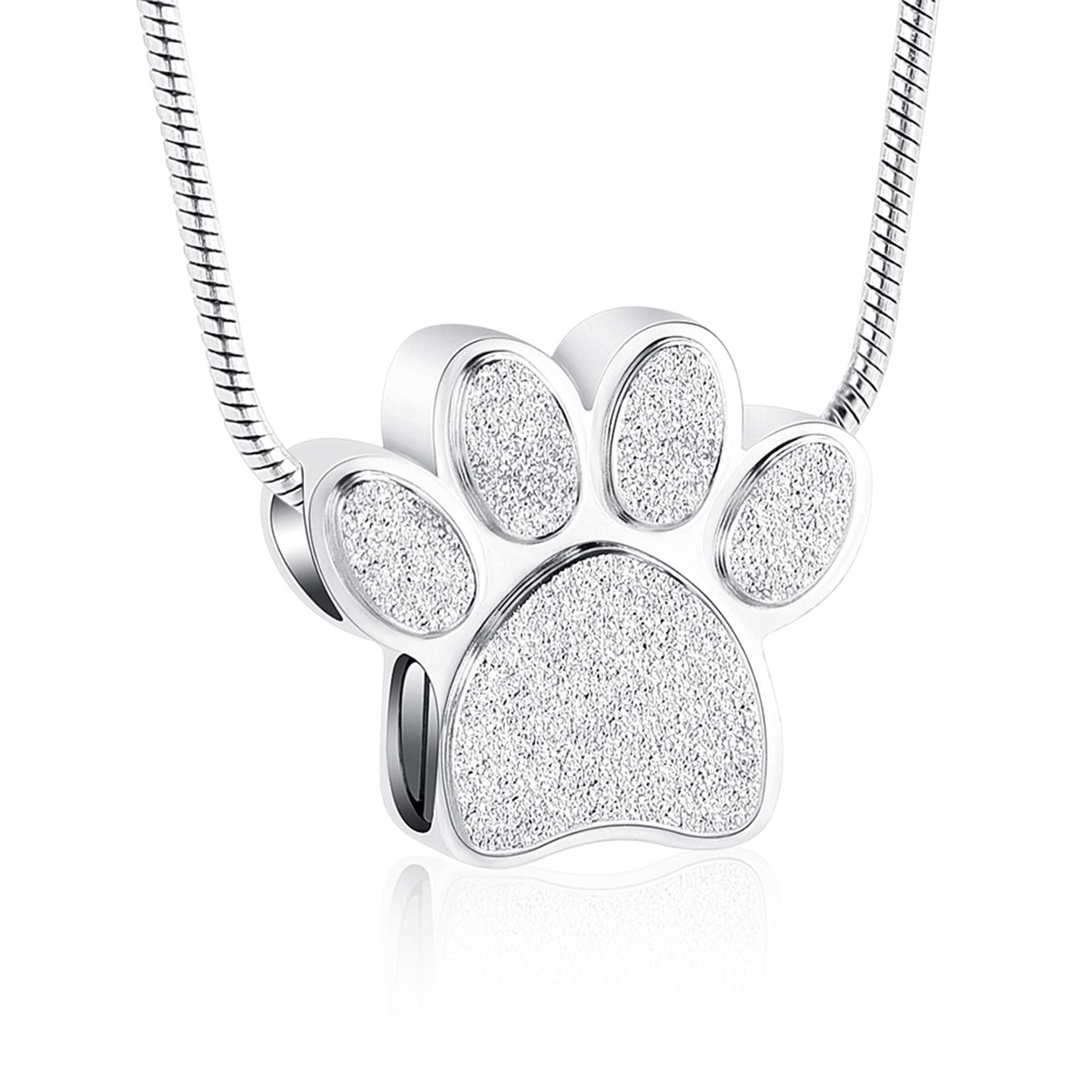 zeqingjw Pet Cremation Jewelry for Ashes Pendant Paw Print Pet Heart Urn Necklace Memorial Keepsake Jewelry for Pet/Dog's/Cat's Ashes