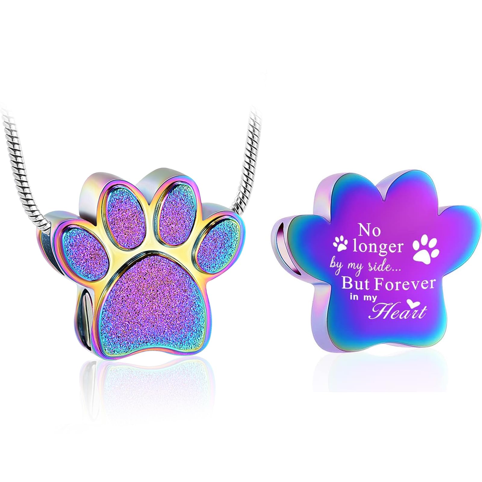 zeqingjw Pet Cremation Jewelry for Ashes Pendant Paw Print Pet Heart Urn Necklace Memorial Keepsake Jewelry for Pet/Dog's/Cat's Ashes