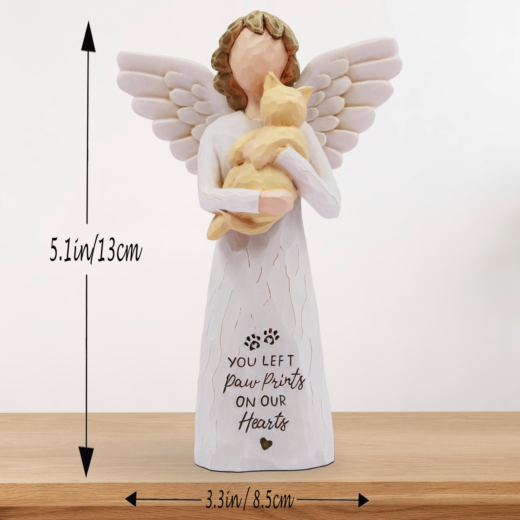 BORLESTA Cat Memorial Gifts for Loss of Cat, Pet Loss Sympathy Gift, Pet Cat Remembrance Gifts, Cat Mom Gift for Cats Lovers, Cat Statue Hand-Painted Figurines Angel (Gray)