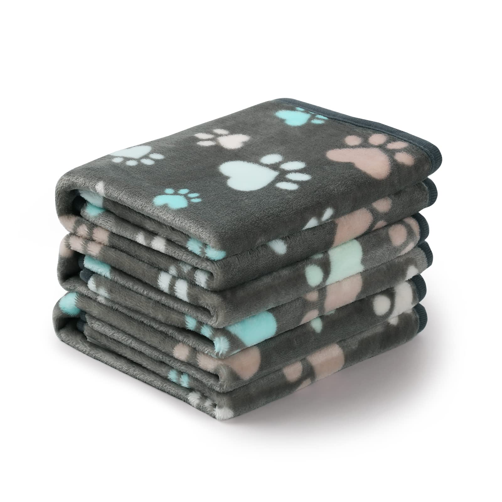 Luciphia 1 Pack 3 Cat Printed Fleece Pet Blankets Washable，Soft Warm Throw Covers for Crate Couch Bed，Cozy Puppy Essentials for Dogs and Cats，Purple/Grey/Khaki, Small (23x16 inch)