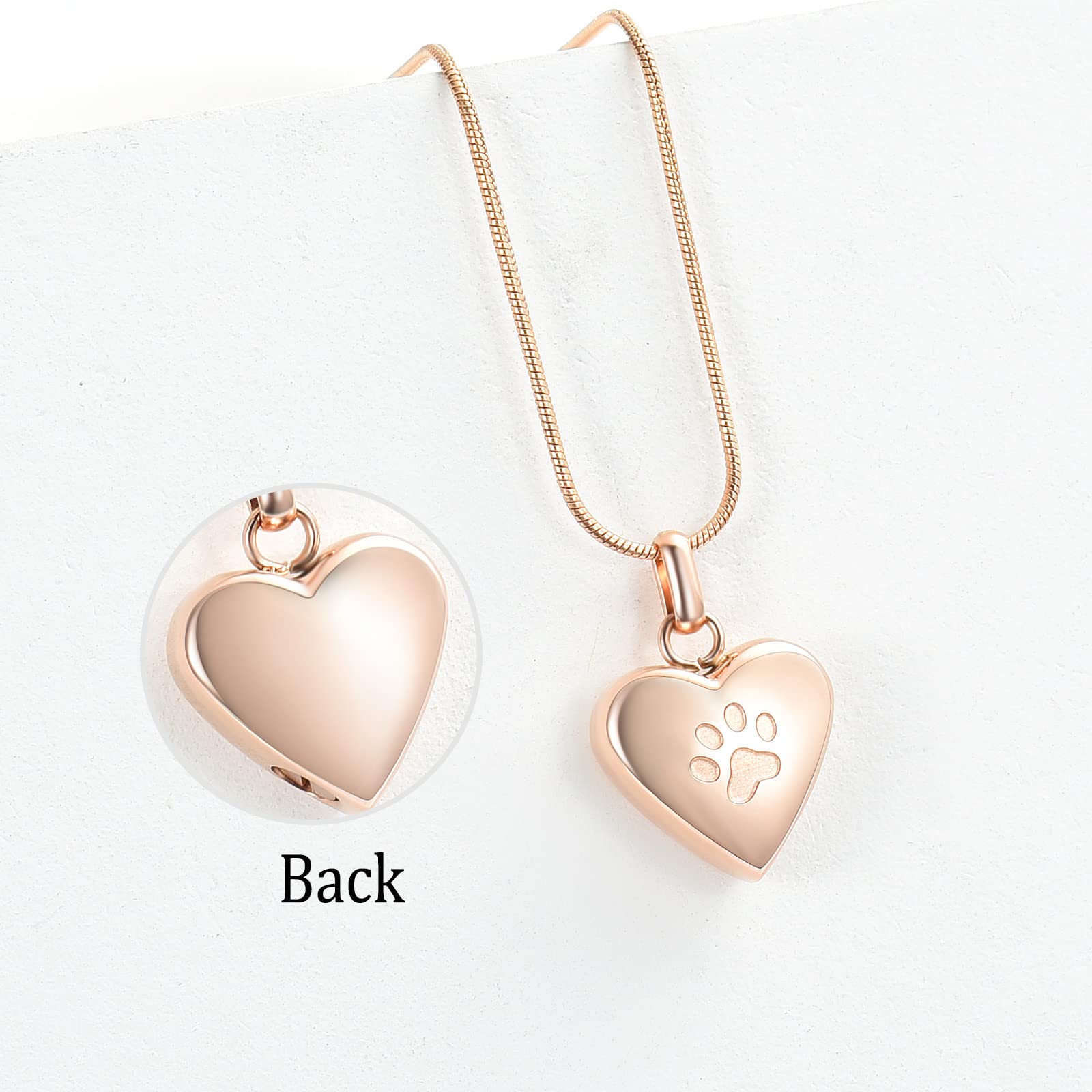 zeqingjw Pet Cremation Jewelry for Ashes Pendant Paw Print Pet Heart Urn Necklace Memorial Keepsake Jewelry for Pet/Dog's/Cat's Ashes