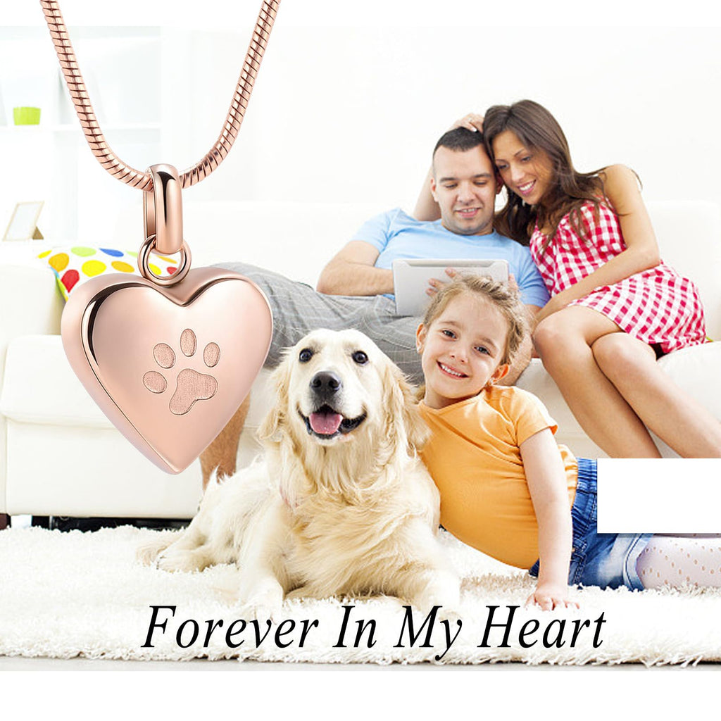 zeqingjw Pet Cremation Jewelry for Ashes Pendant Paw Print Pet Heart Urn Necklace Memorial Keepsake Jewelry for Pet/Dog's/Cat's Ashes