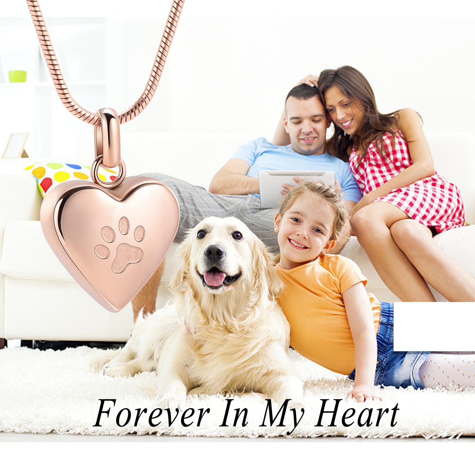 zeqingjw Pet Cremation Jewelry for Ashes Pendant Paw Print Pet Heart Urn Necklace Memorial Keepsake Jewelry for Pet/Dog's/Cat's Ashes