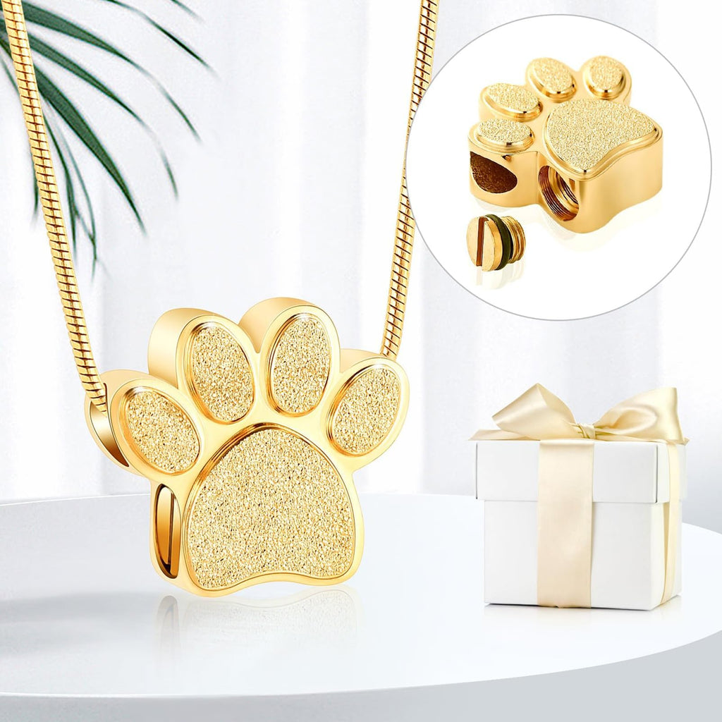 zeqingjw Pet Cremation Jewelry for Ashes Pendant Paw Print Pet Heart Urn Necklace Memorial Keepsake Jewelry for Pet/Dog's/Cat's Ashes